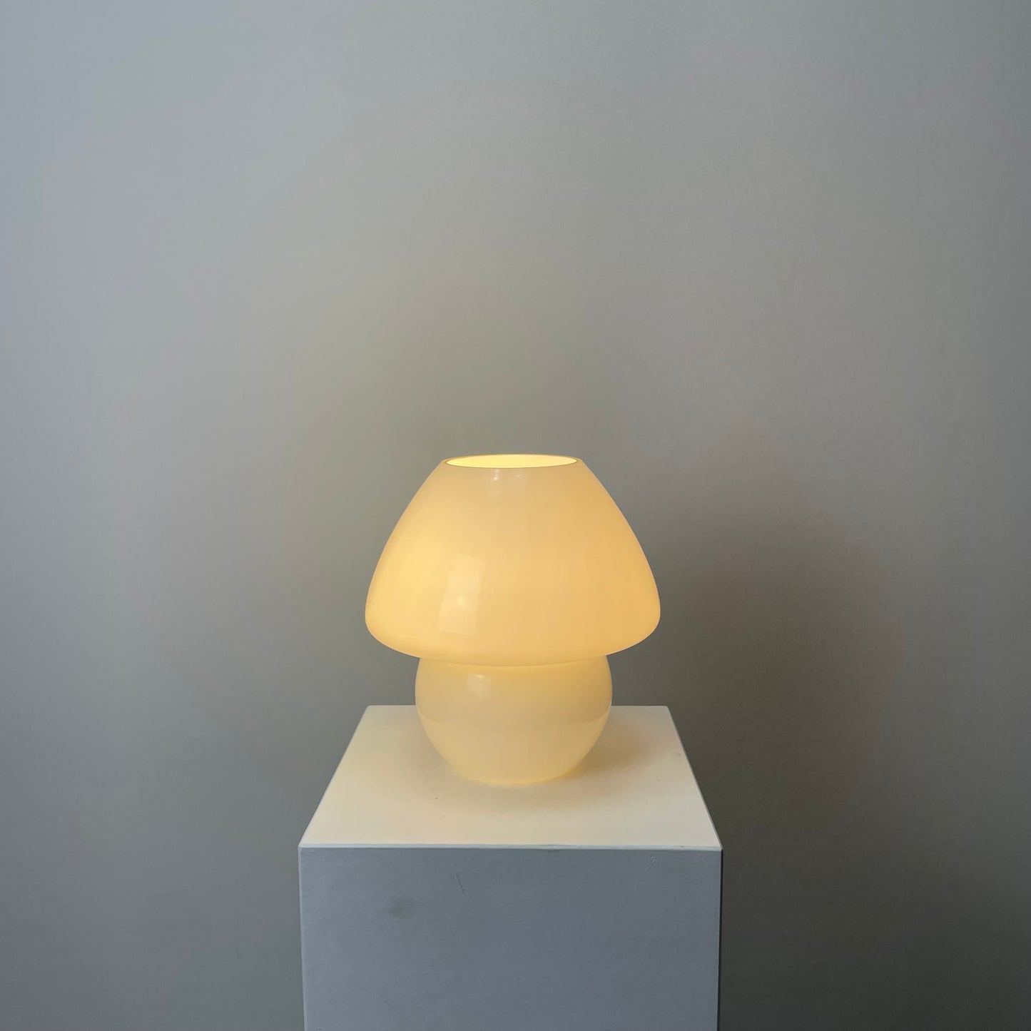 White glass mushroom table lamp from 1970