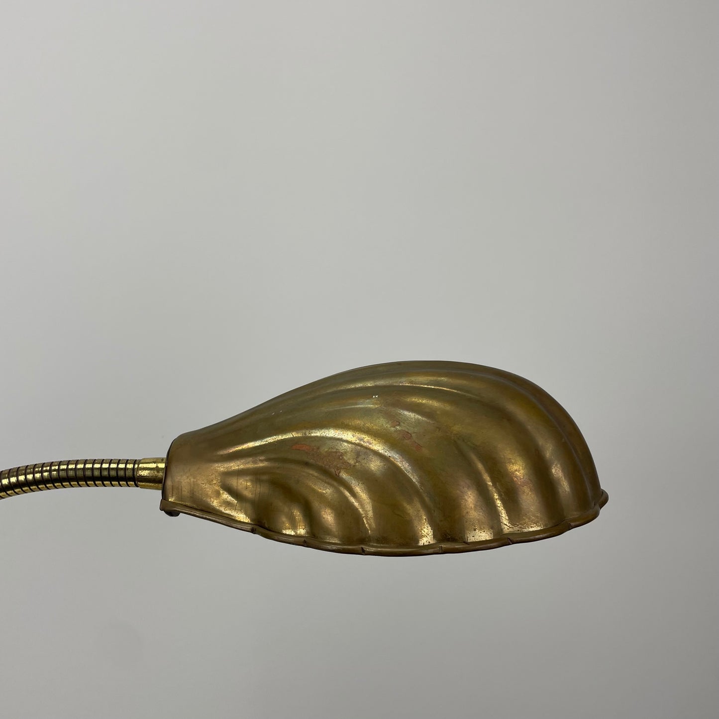 French brass table lamp with shell shaped shade 1950