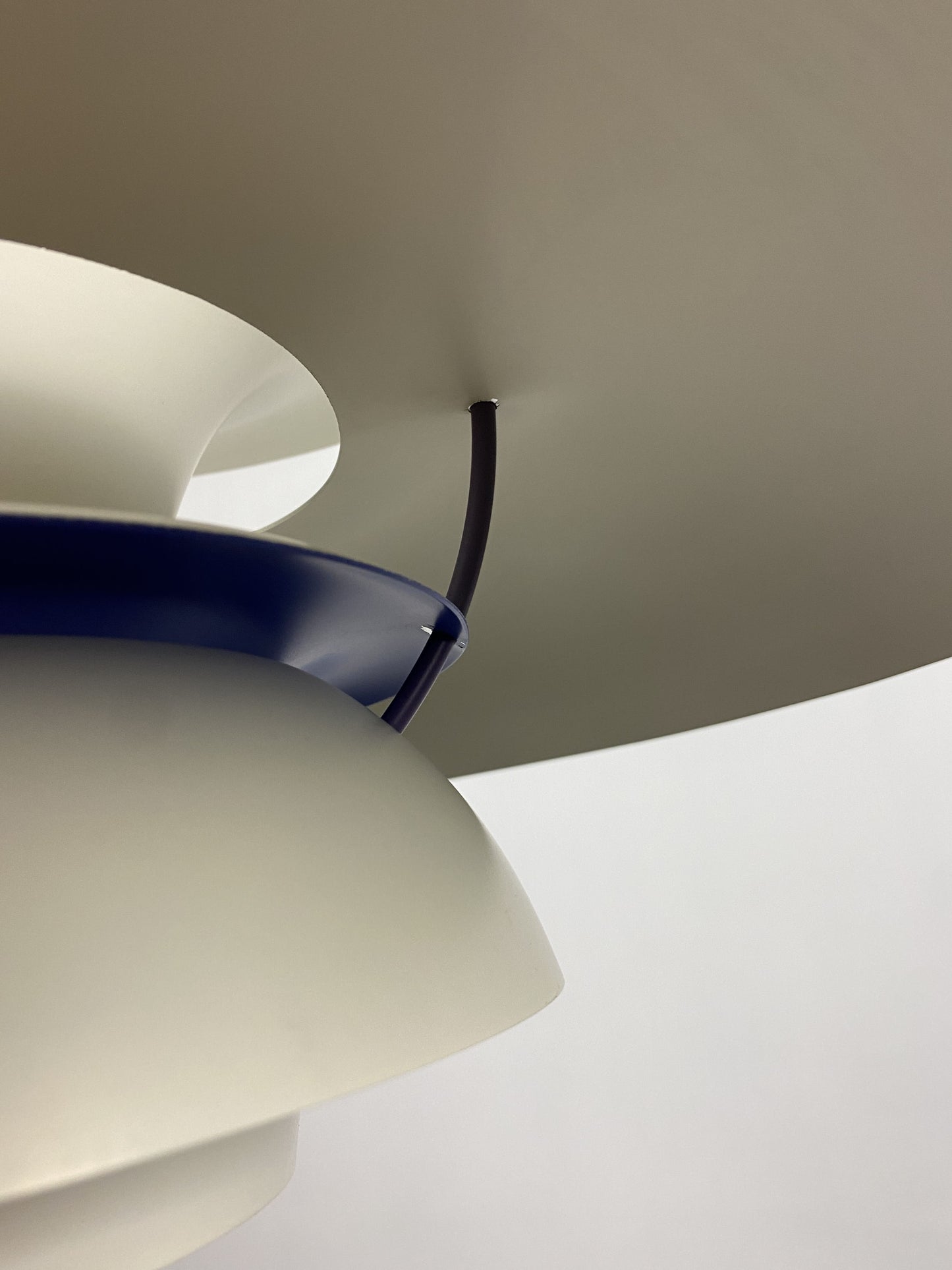 1 of 2 White and purple PH5 pendant light by Poul Henningsen for Louis Poulsen 1970