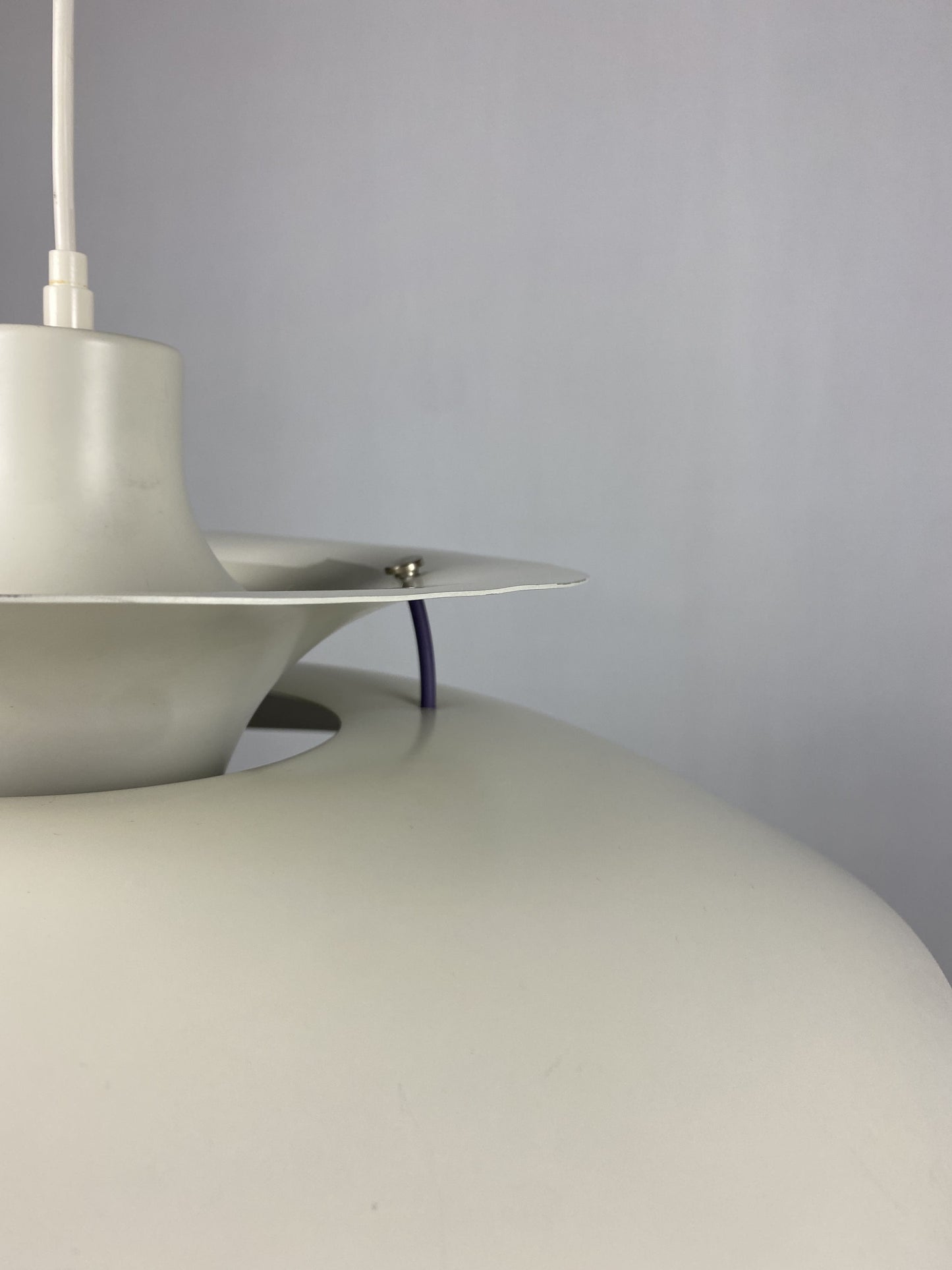 1 of 2 White and purple PH5 pendant light by Poul Henningsen for Louis Poulsen 1970