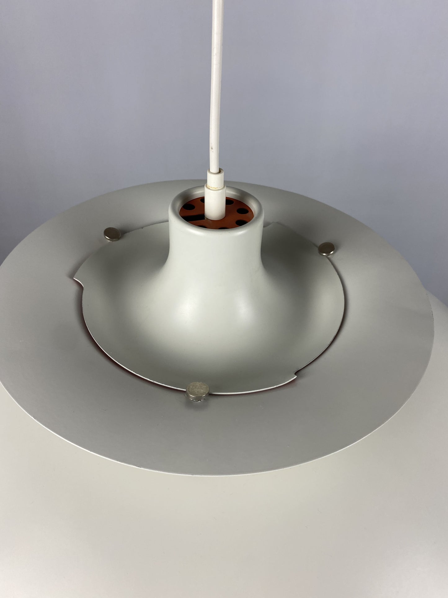 1 of 2 White and purple PH5 pendant light by Poul Henningsen for Louis Poulsen 1970