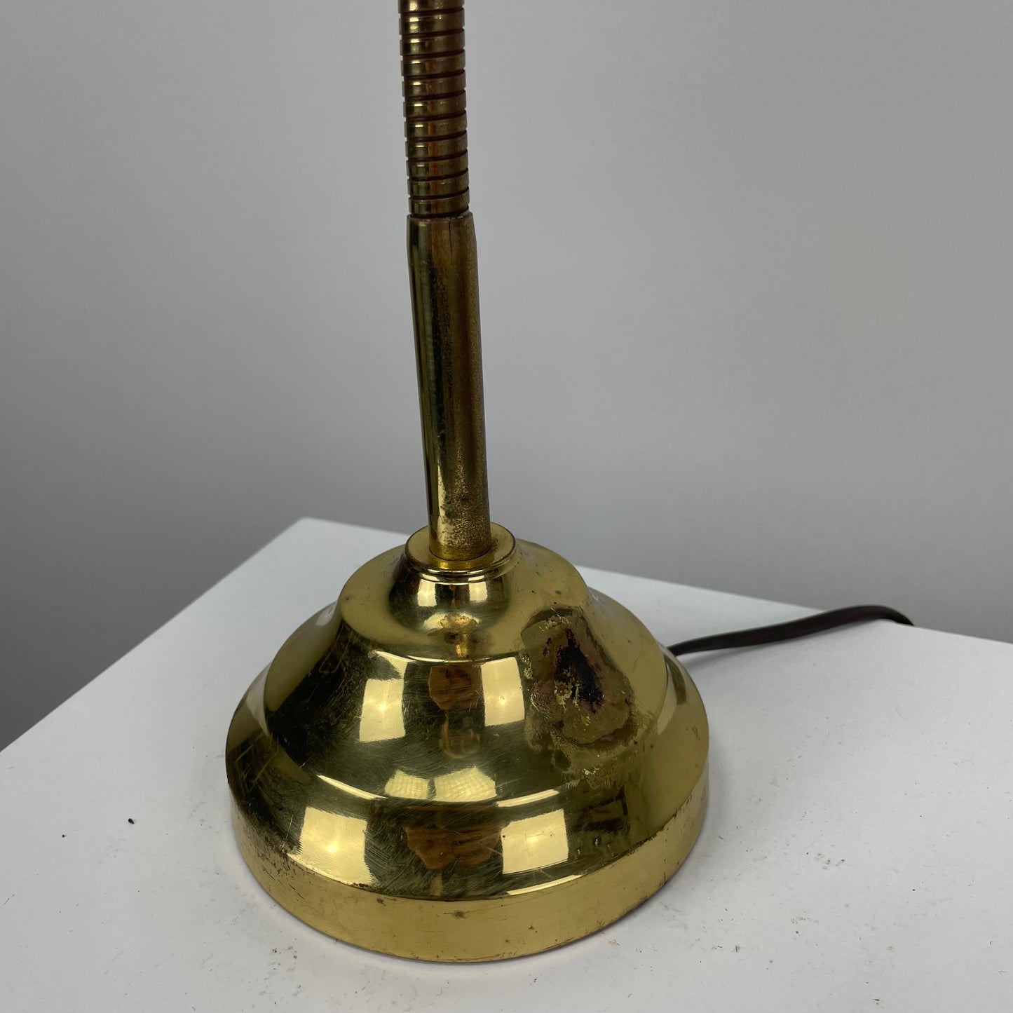 French brass table lamp with shell shaped shade 1950