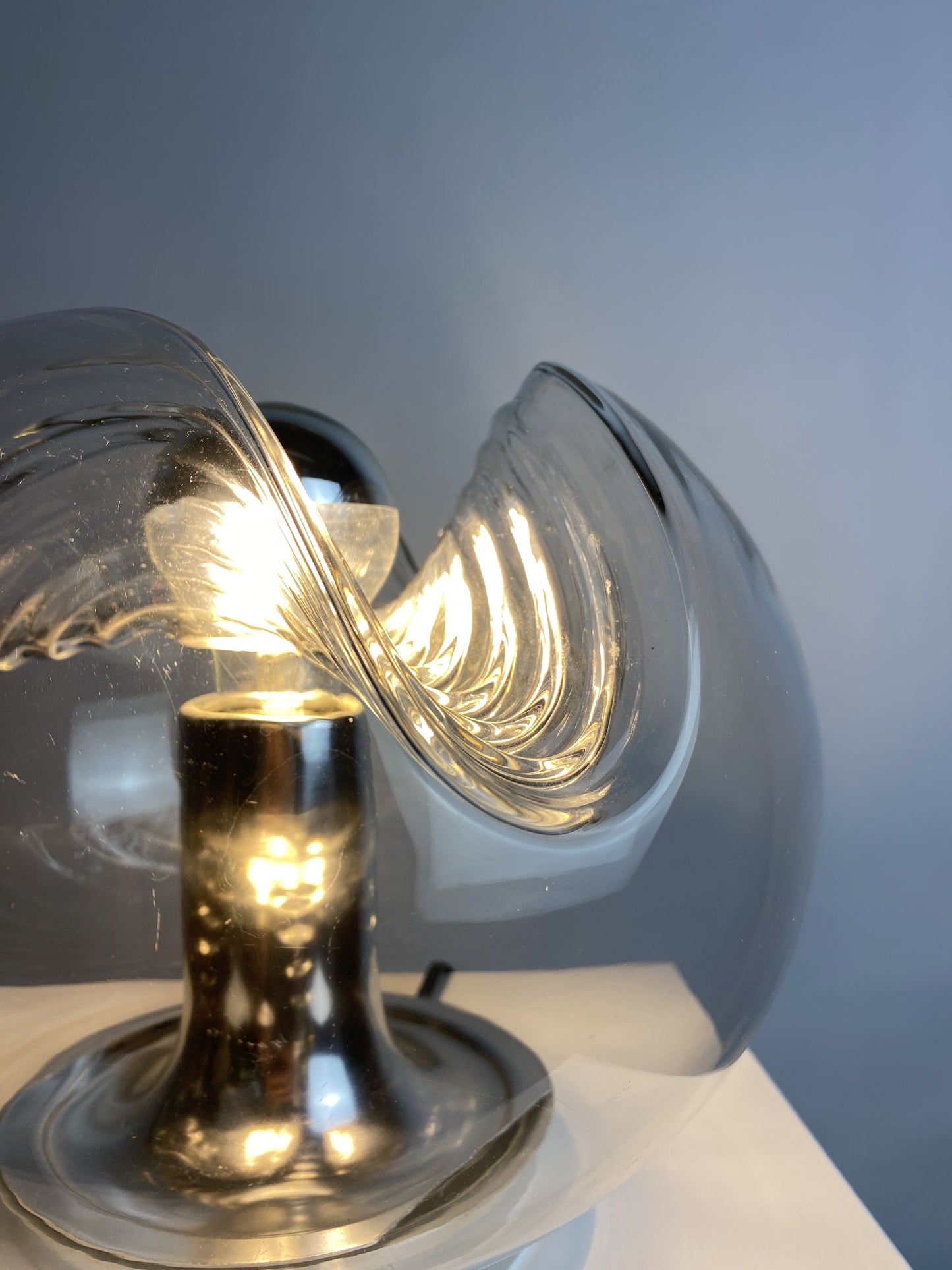 Waved glass table lamp TA21 Futura by Peill and Putzler 1960