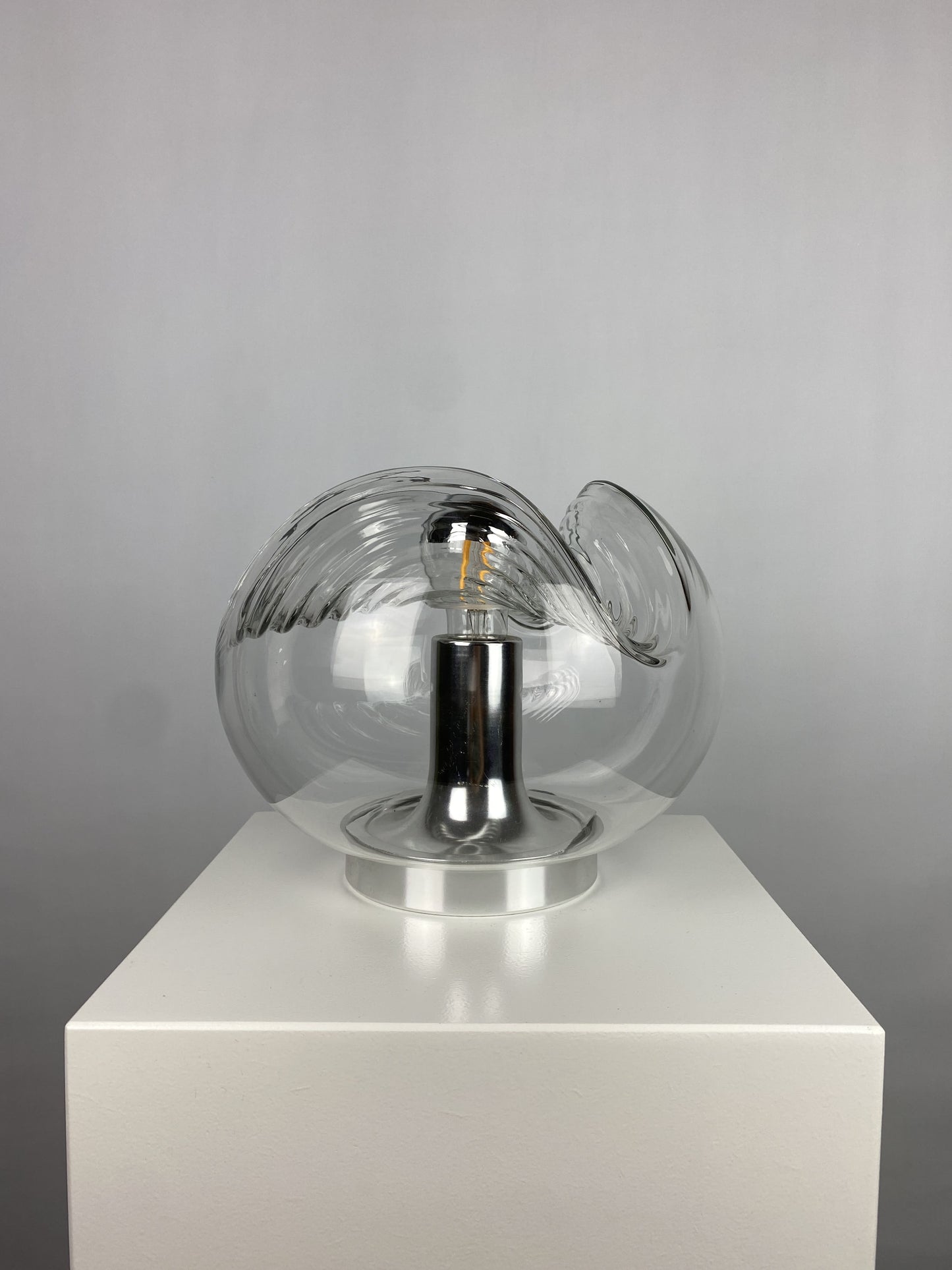 Waved glass table lamp TA21 Futura by Peill and Putzler 1960