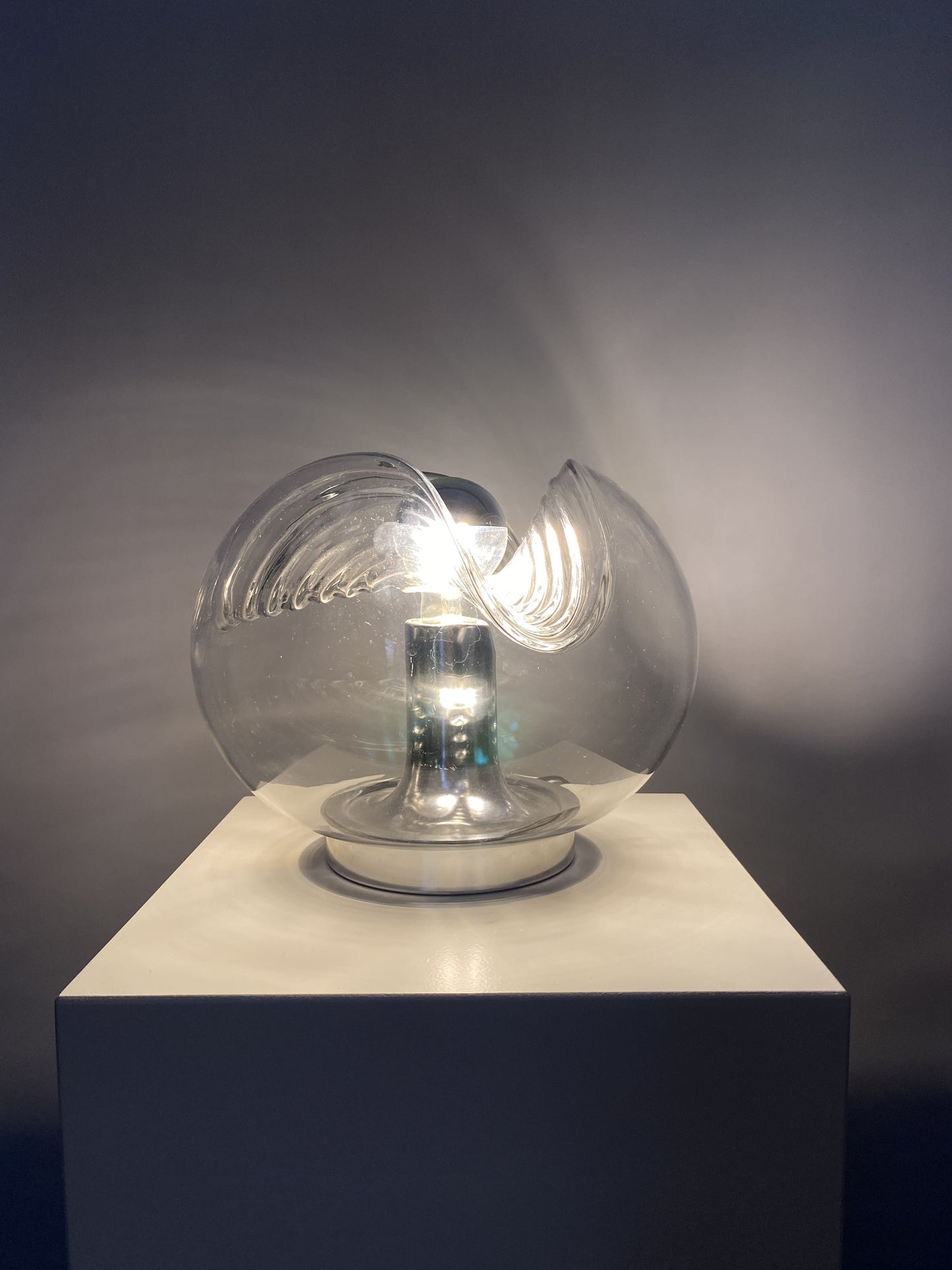 Waved glass table lamp TA21 Futura by Peill and Putzler 1960