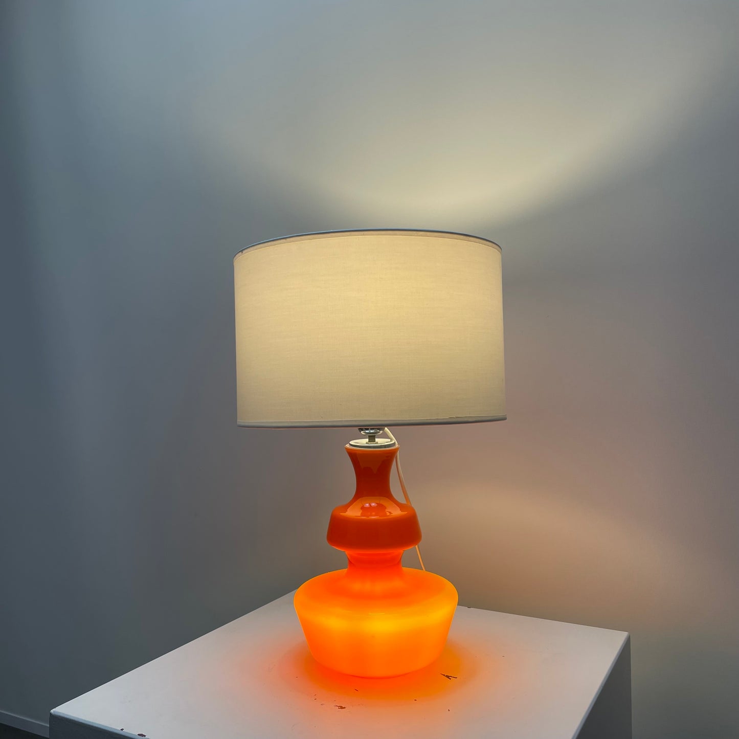 Orange glass table lamp by Glasfabriek De Rupel N.V. for Massive 1960