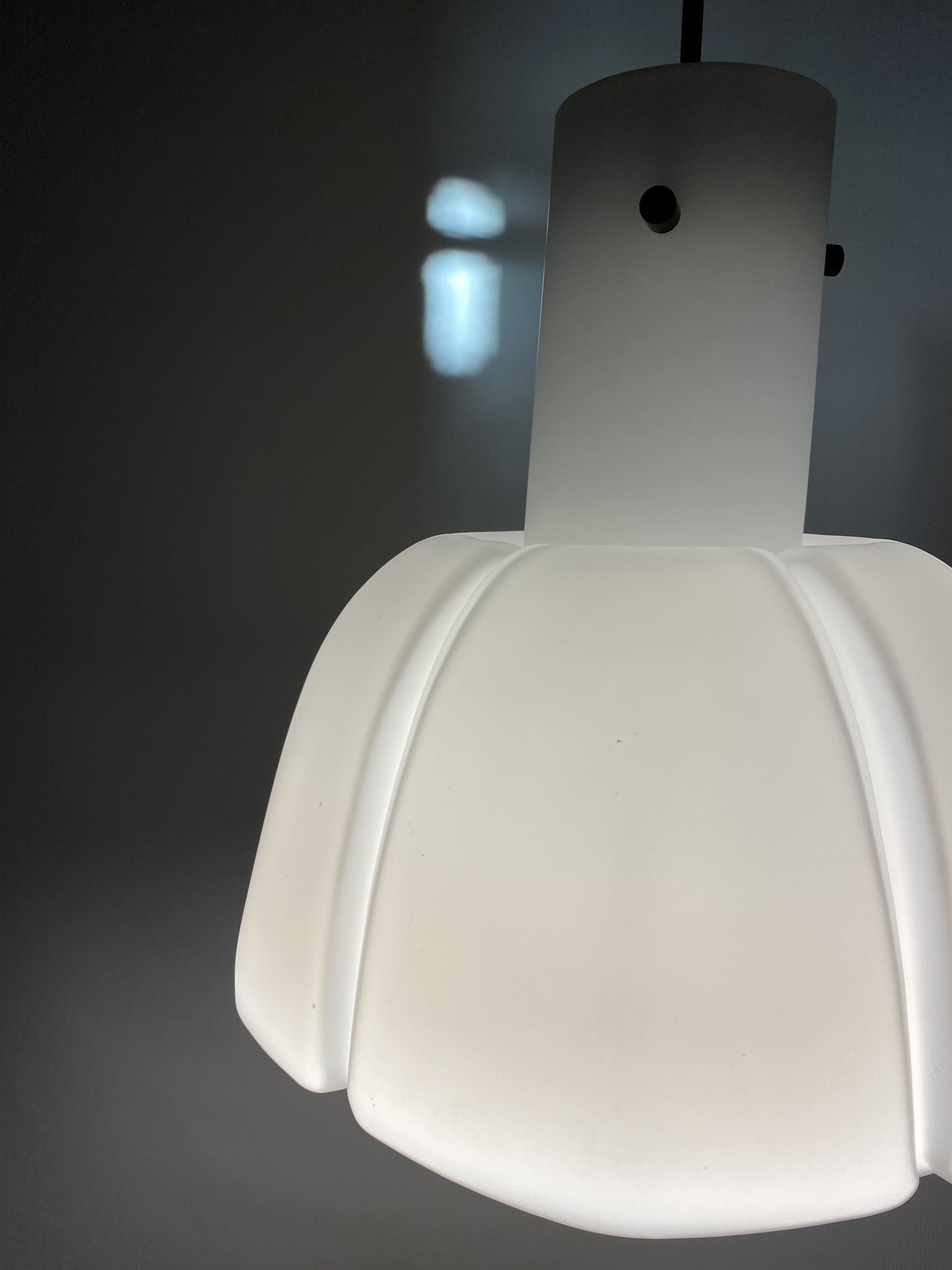 White flower shaped frosted glass pendant light by Glashütte Limburg