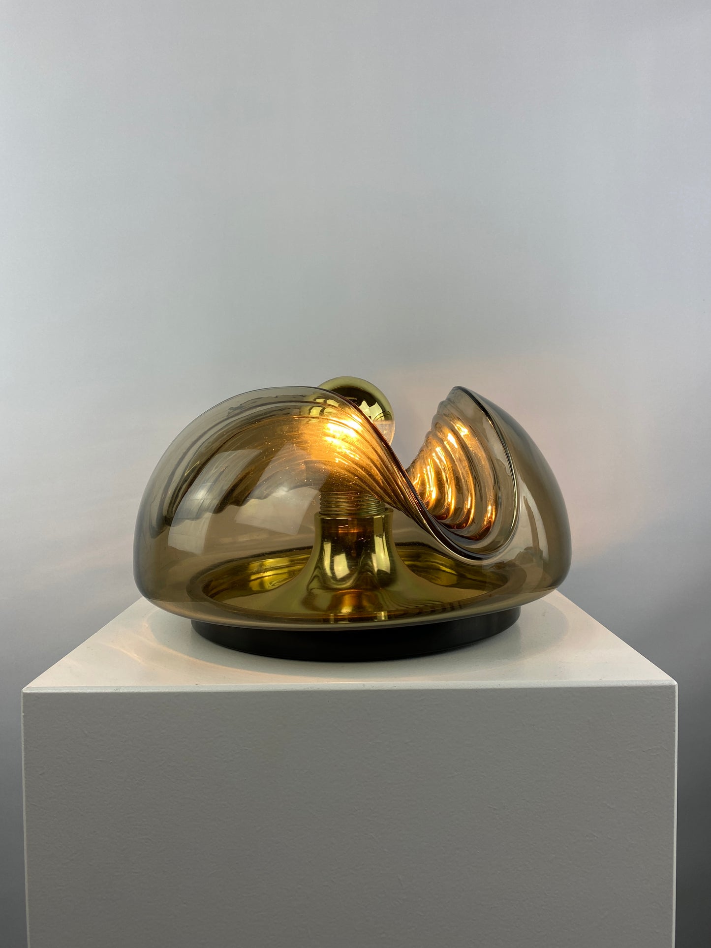 1 of 3 Smoked glass and gold wall or ceiling light futura by Peill and Putzler