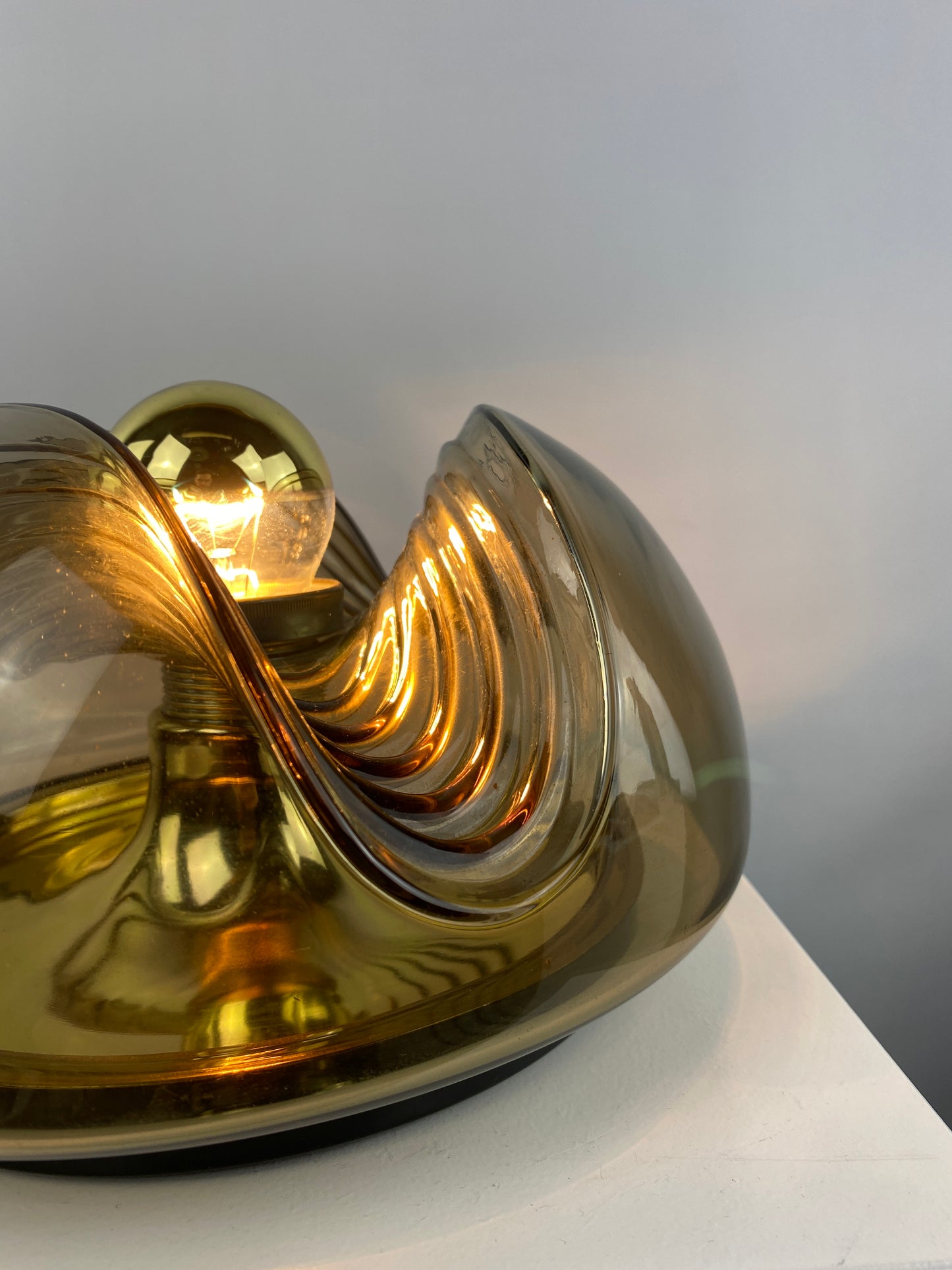 1 of 3 Smoked glass and gold wall or ceiling light futura by Peill and Putzler