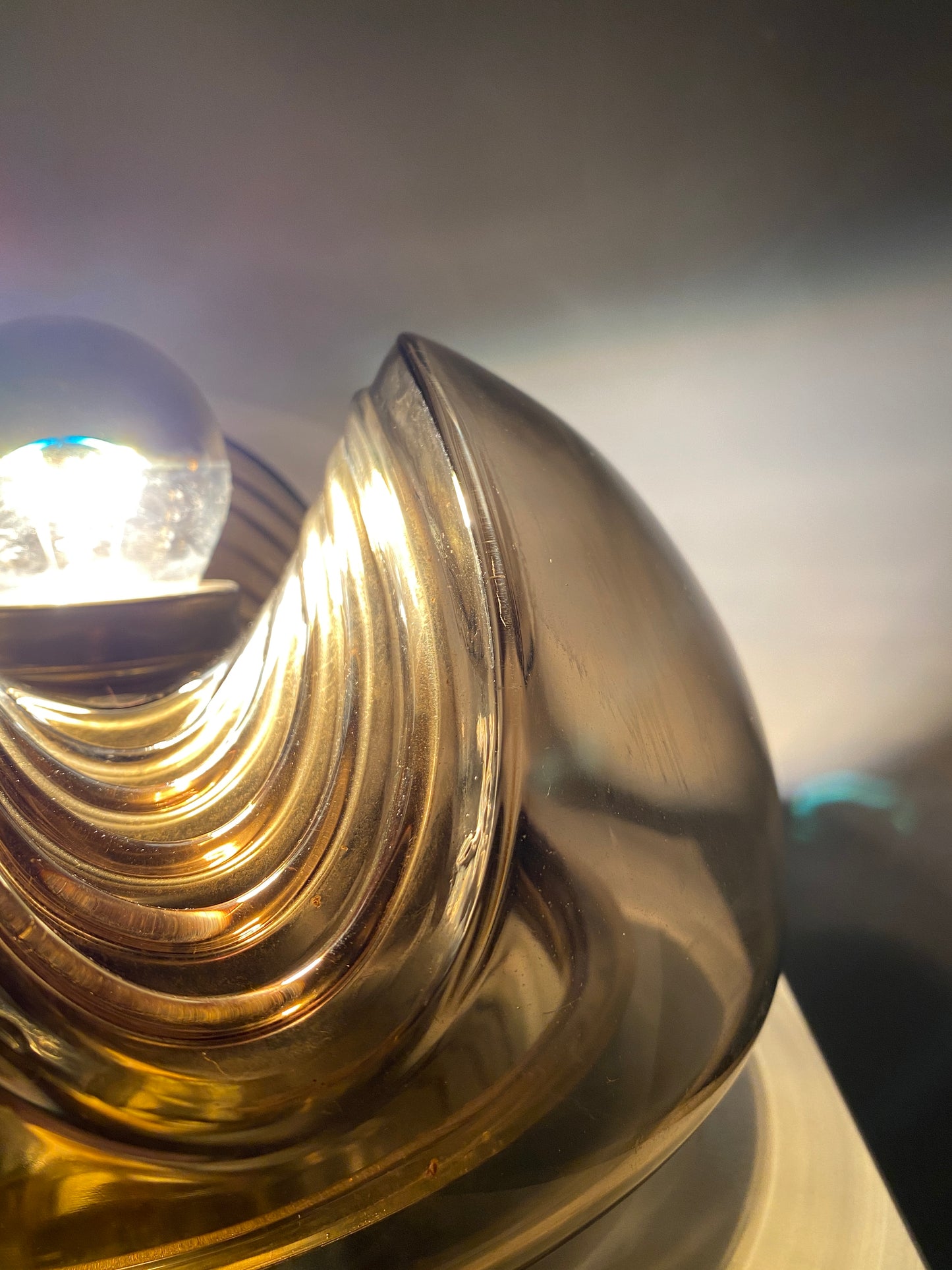 1 of 3 Smoked glass and gold wall or ceiling light futura by Peill and Putzler