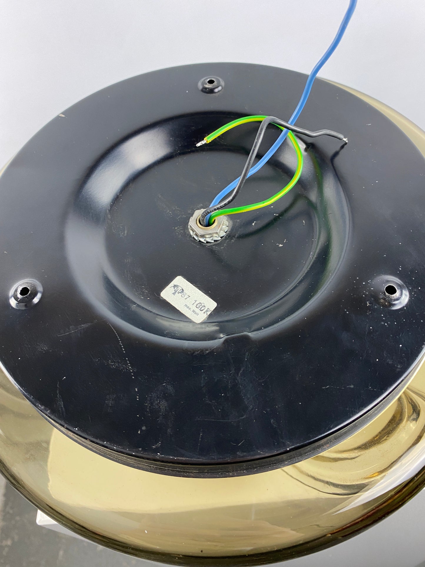 Smoked glass and gold wall or ceiling light futura by Peill and Putzler Small