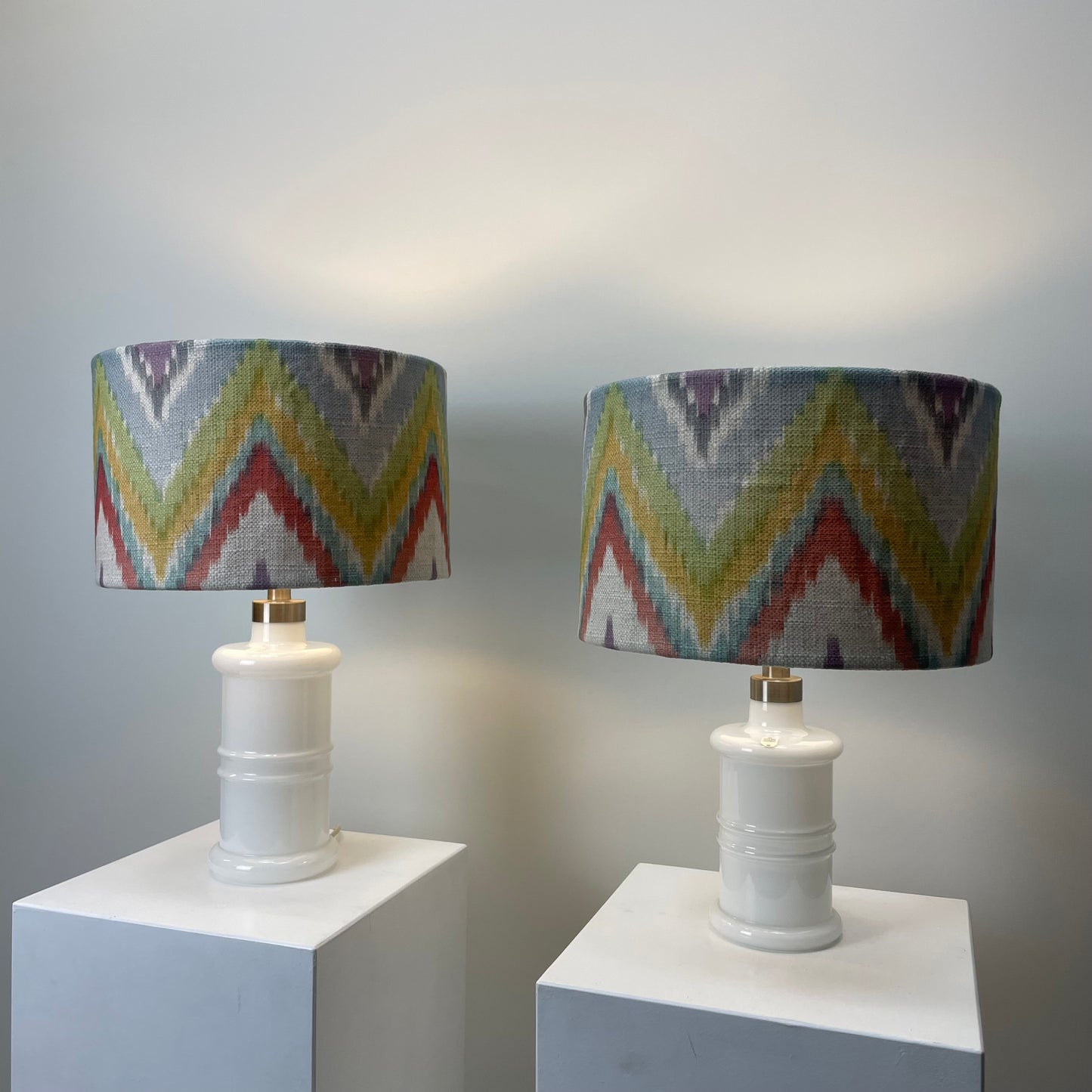 Pair of white glass Holmegaard table lamps 1970
