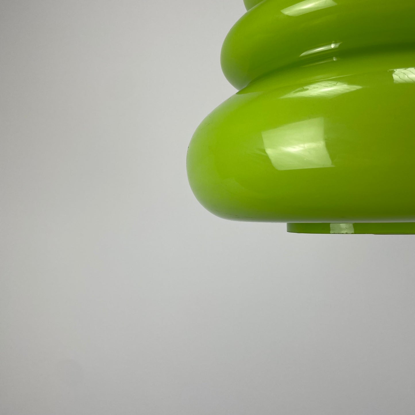 Rare apple green glass pendant light AH 1 by Peill and Putzler 1960