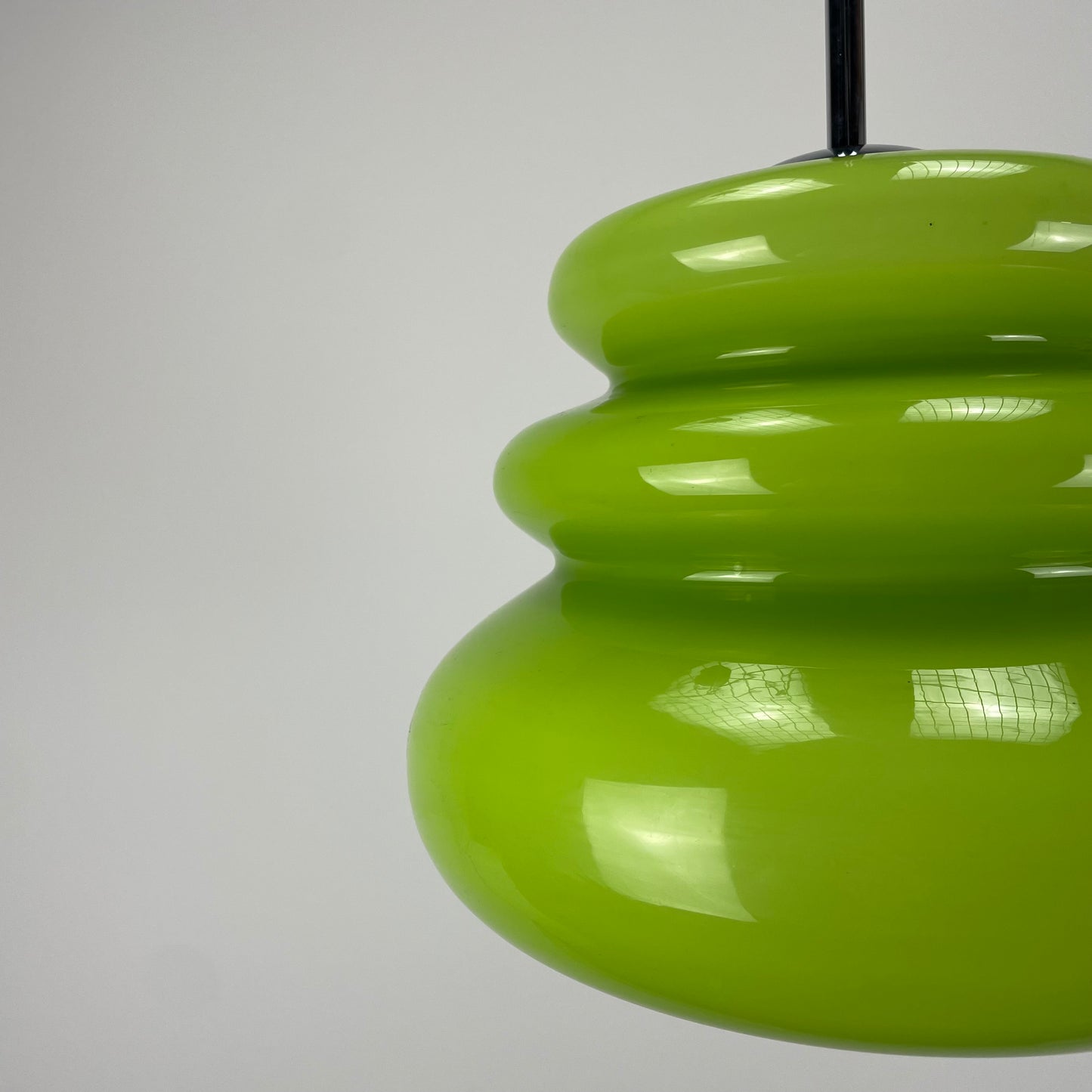Rare apple green glass pendant light AH 1 by Peill and Putzler 1960