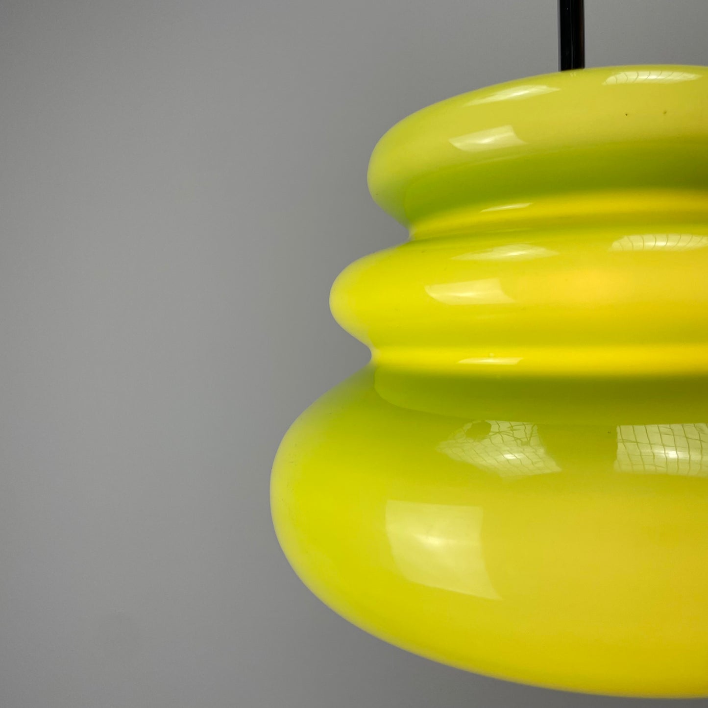 Rare apple green glass pendant light AH 1 by Peill and Putzler 1960