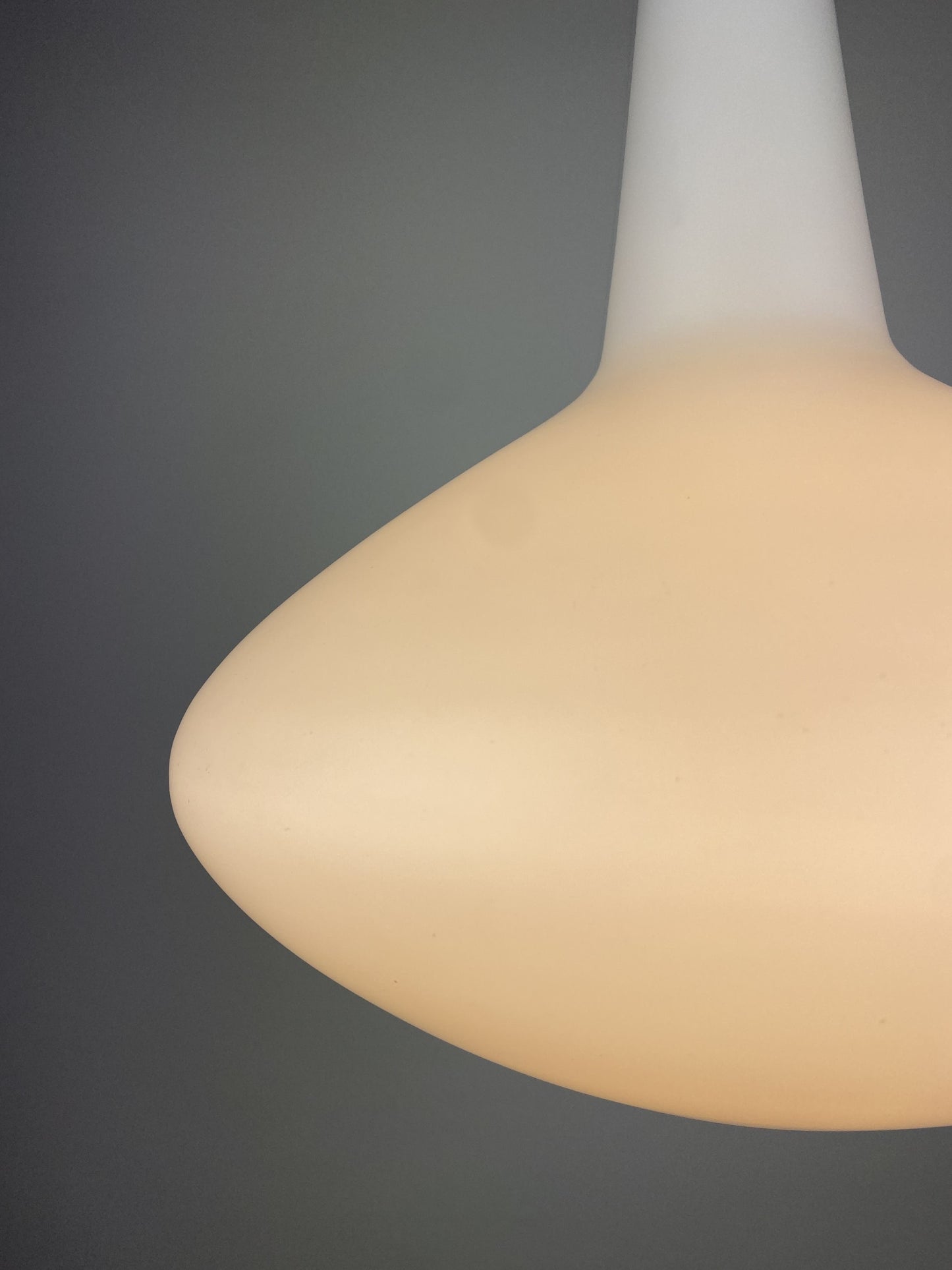 White glass Bulbo pendant light by Johansson-Pape Iittala for Finland Stockmann-Orno A.B Kerava 1954