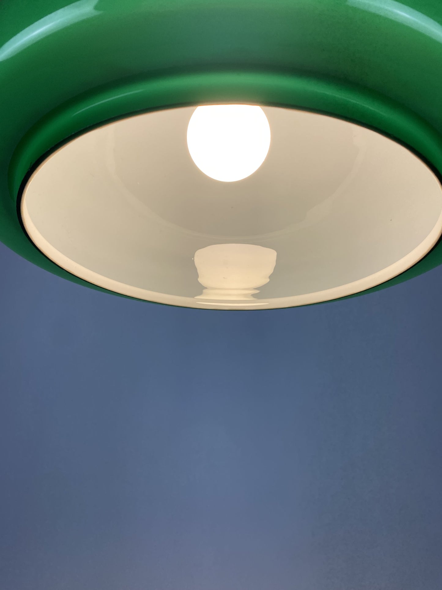 Large dark green Opaline glass pendant light by Herbert Proft for Glashütte Limburg