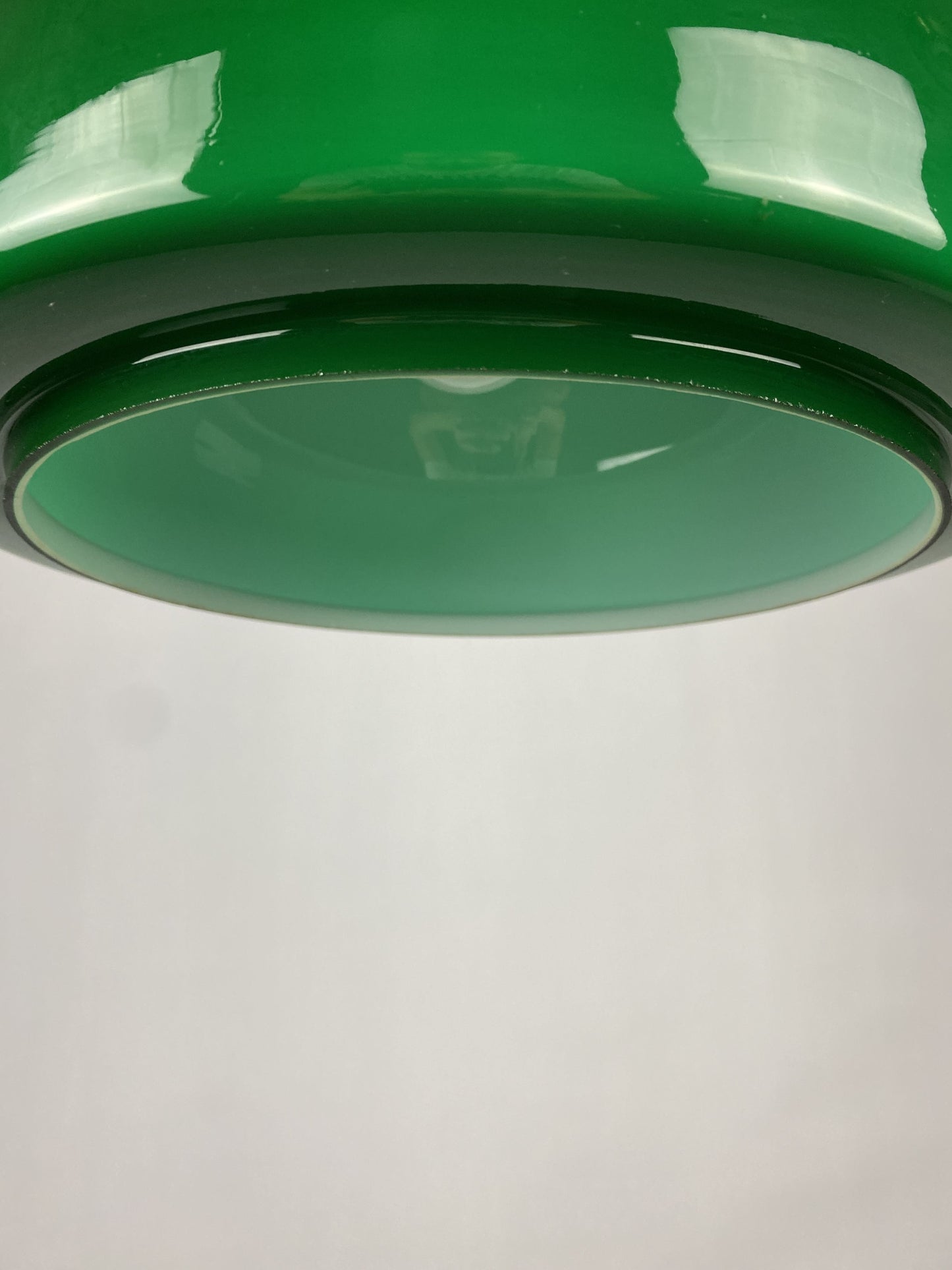 Large dark green Opaline glass pendant light by Herbert Proft for Glashütte Limburg
