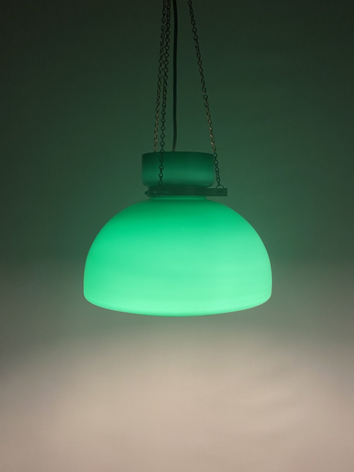 Large dark green Opaline glass pendant light by Herbert Proft for Glashütte Limburg