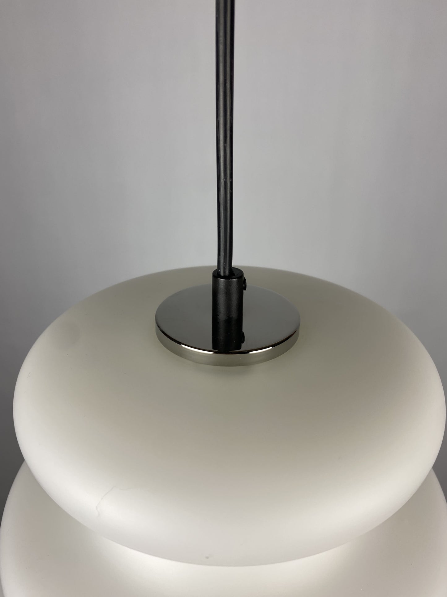 White frosted glass AH 1 pendant light by Peill and Putzler 1960