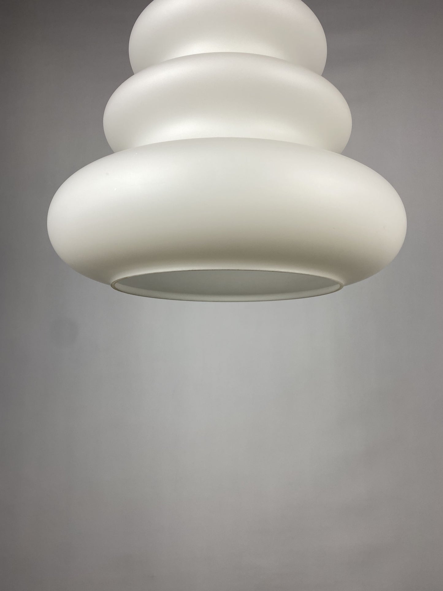 White frosted glass AH 1 pendant light by Peill and Putzler 1960