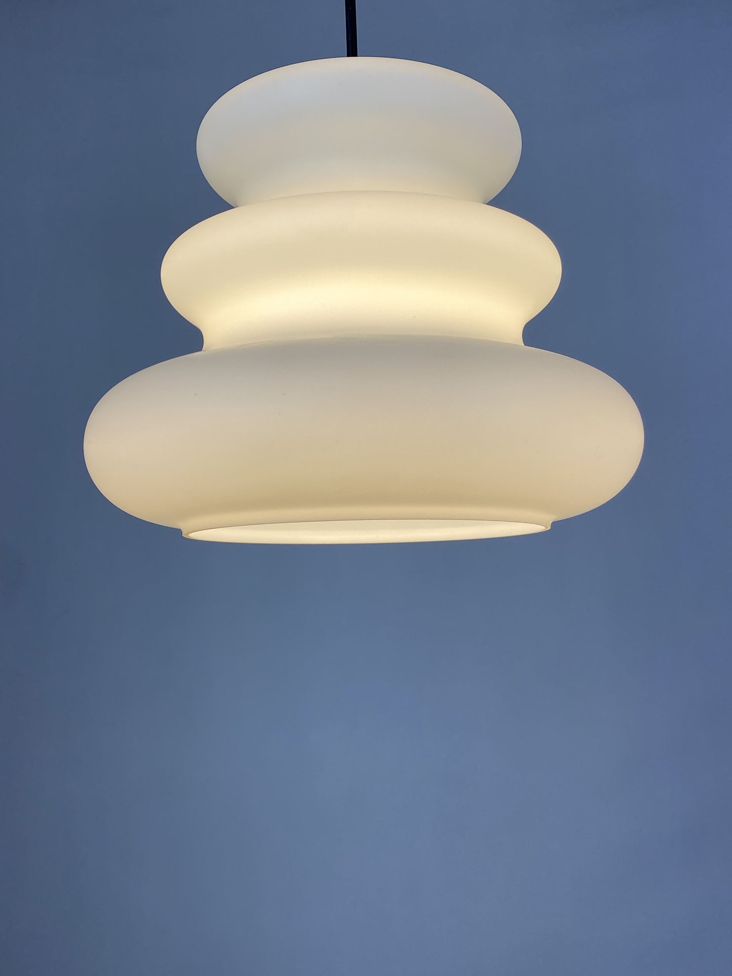 White frosted glass AH 1 pendant light by Peill and Putzler 1960