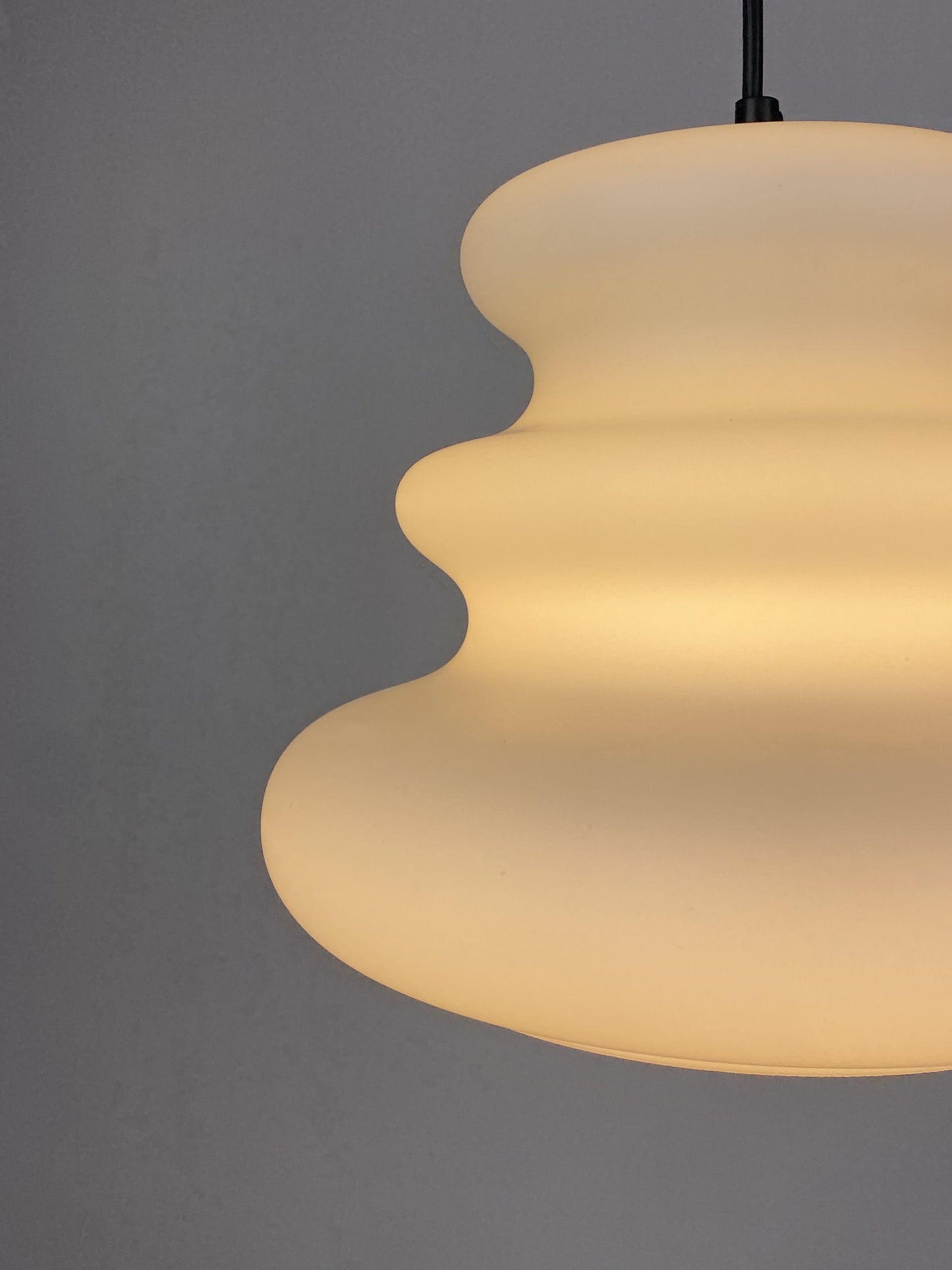 White frosted glass AH 1 pendant light by Peill and Putzler 1960