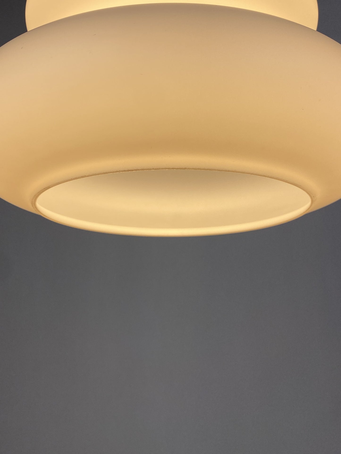 White frosted glass AH 1 pendant light by Peill and Putzler 1960