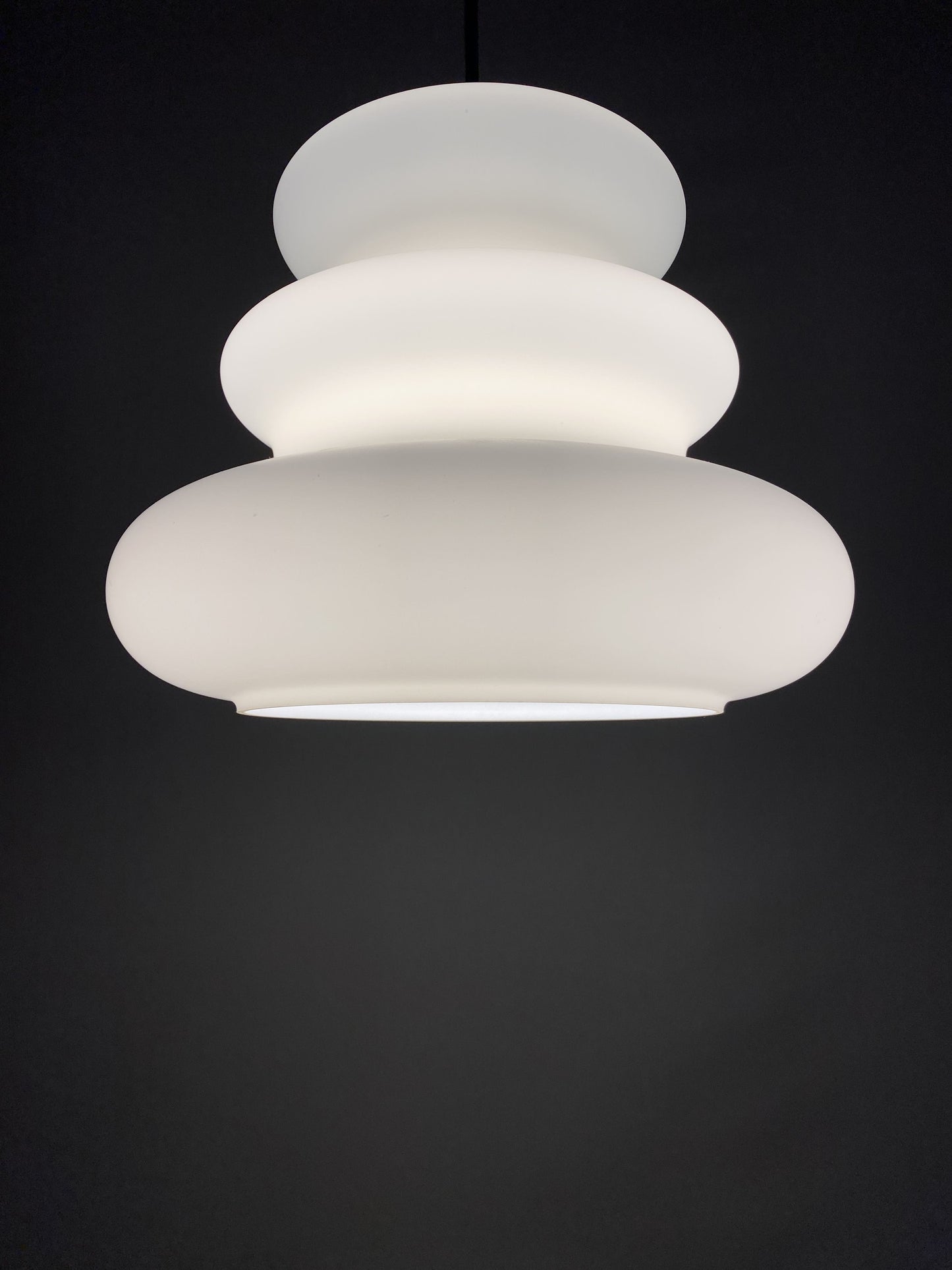 White frosted glass AH 1 pendant light by Peill and Putzler 1960