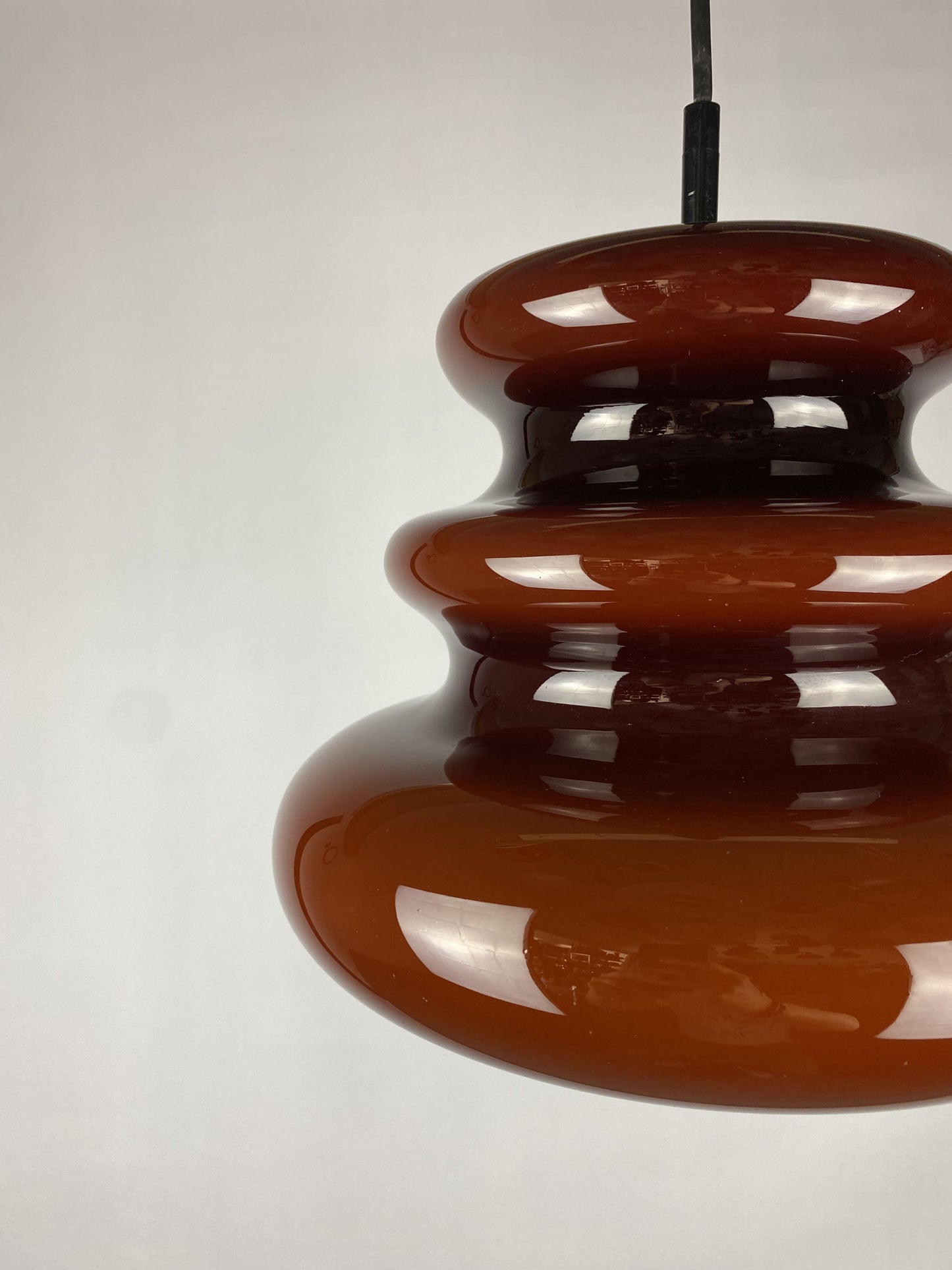 Brown opaline glass pendant light 'AH 1' by Peill and Putzler