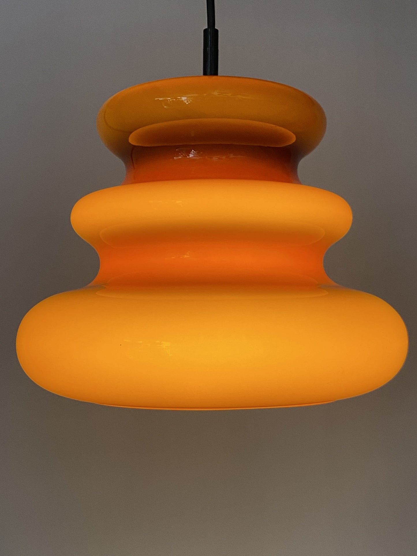 Brown opaline glass pendant light 'AH 1' by Peill and Putzler