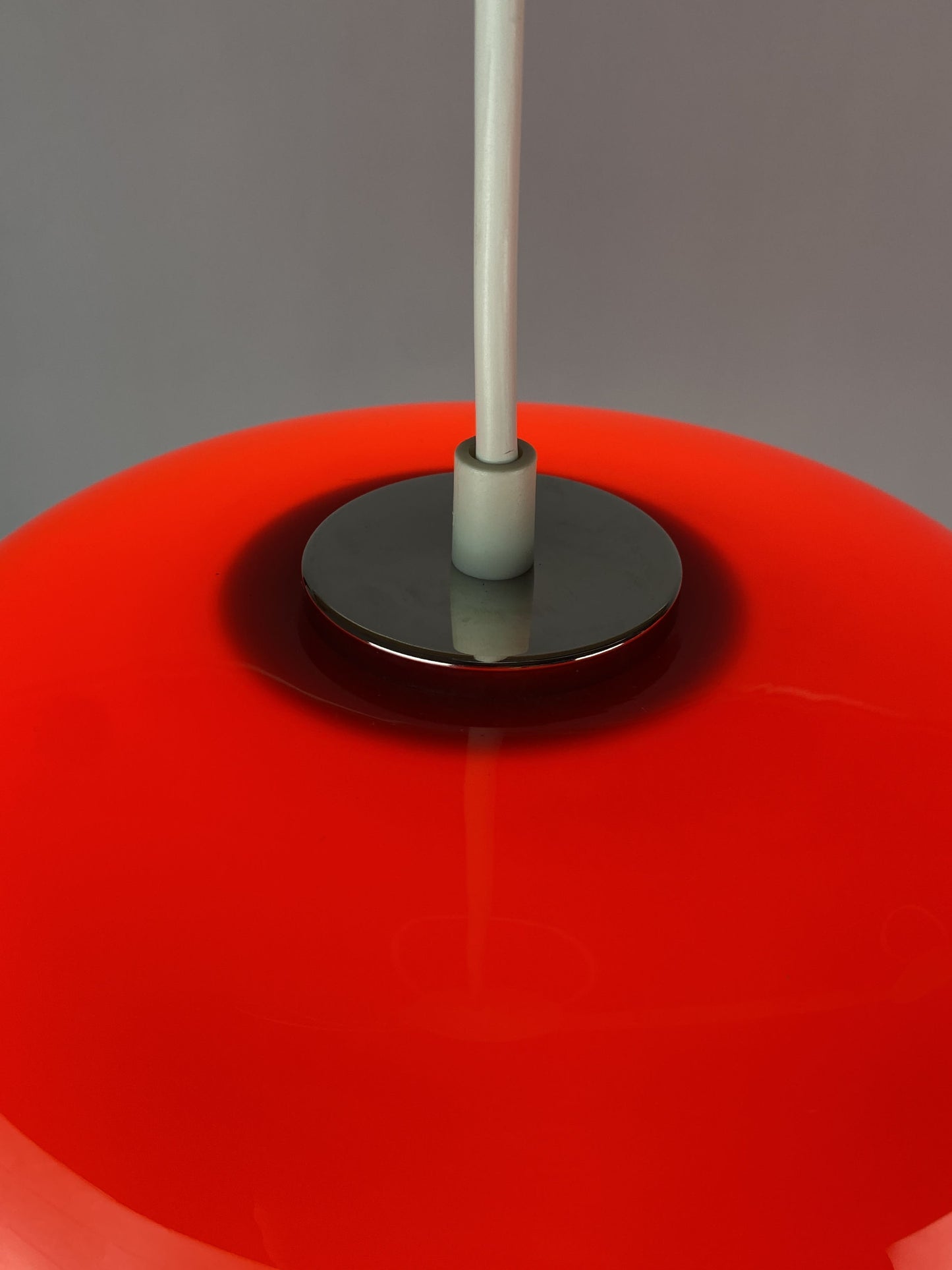 Set of two red pendant lights by Herwig and Frank Sterckx Glasfabriek De Rupel 1970