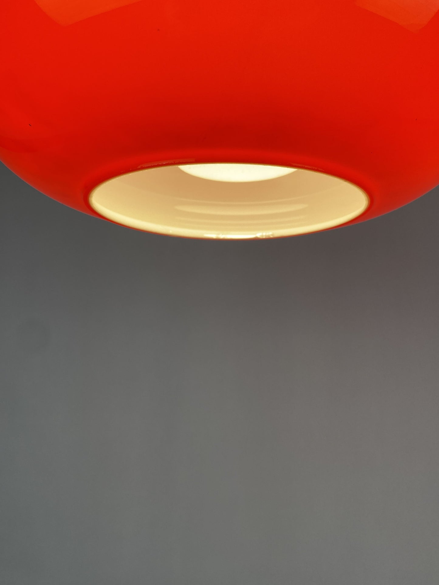 Set of two red pendant lights by Herwig and Frank Sterckx Glasfabriek De Rupel 1970