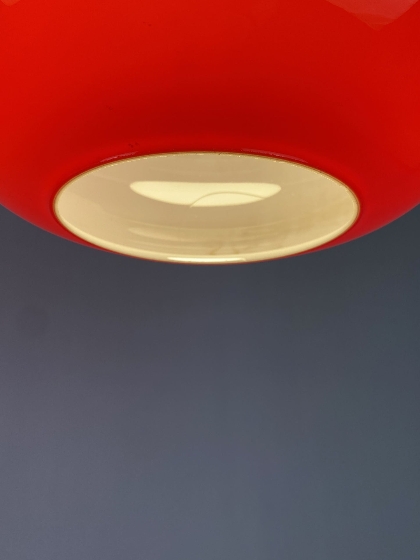 Set of two red pendant lights by Herwig and Frank Sterckx Glasfabriek De Rupel 1970