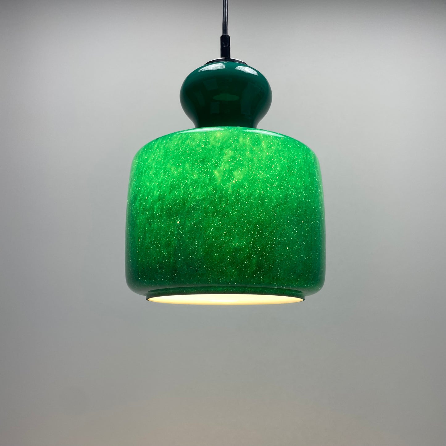 Rare Galaxy green glass pendant light by Peill and Putzler 1960