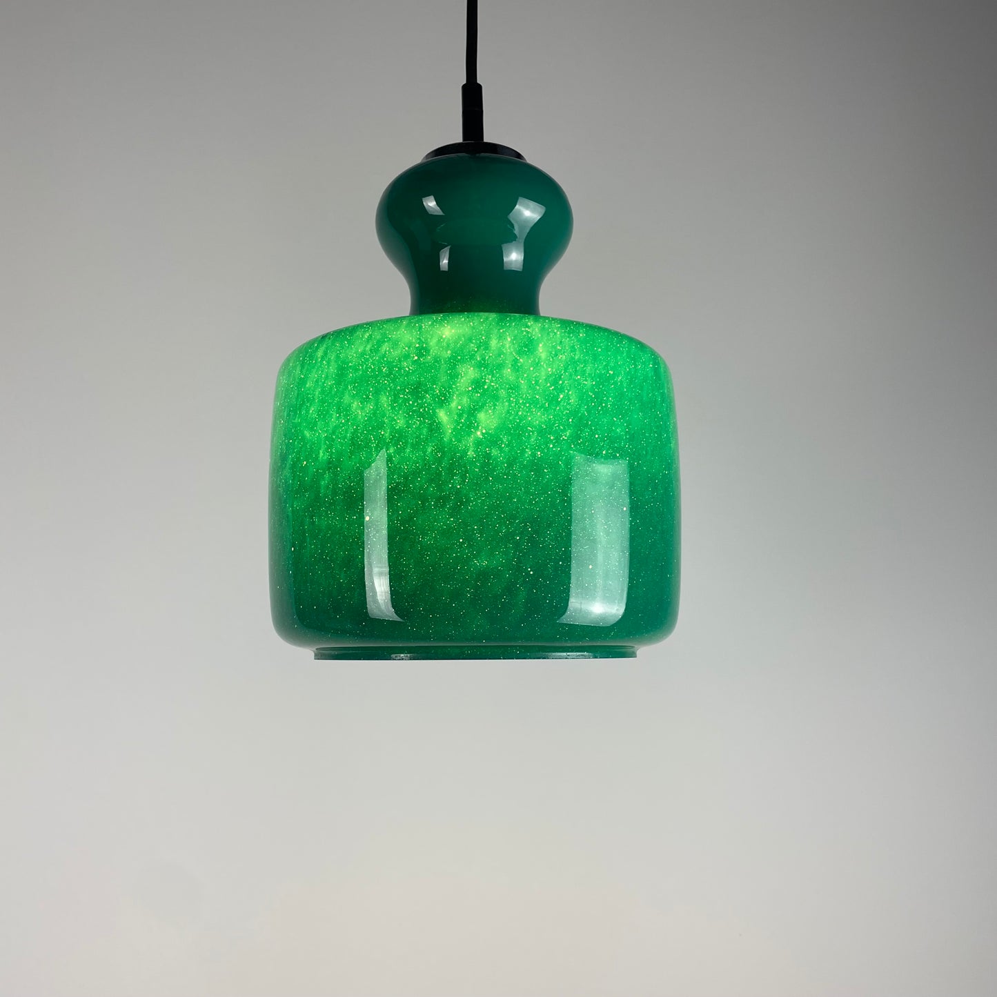 Rare Galaxy green glass pendant light by Peill and Putzler 1960
