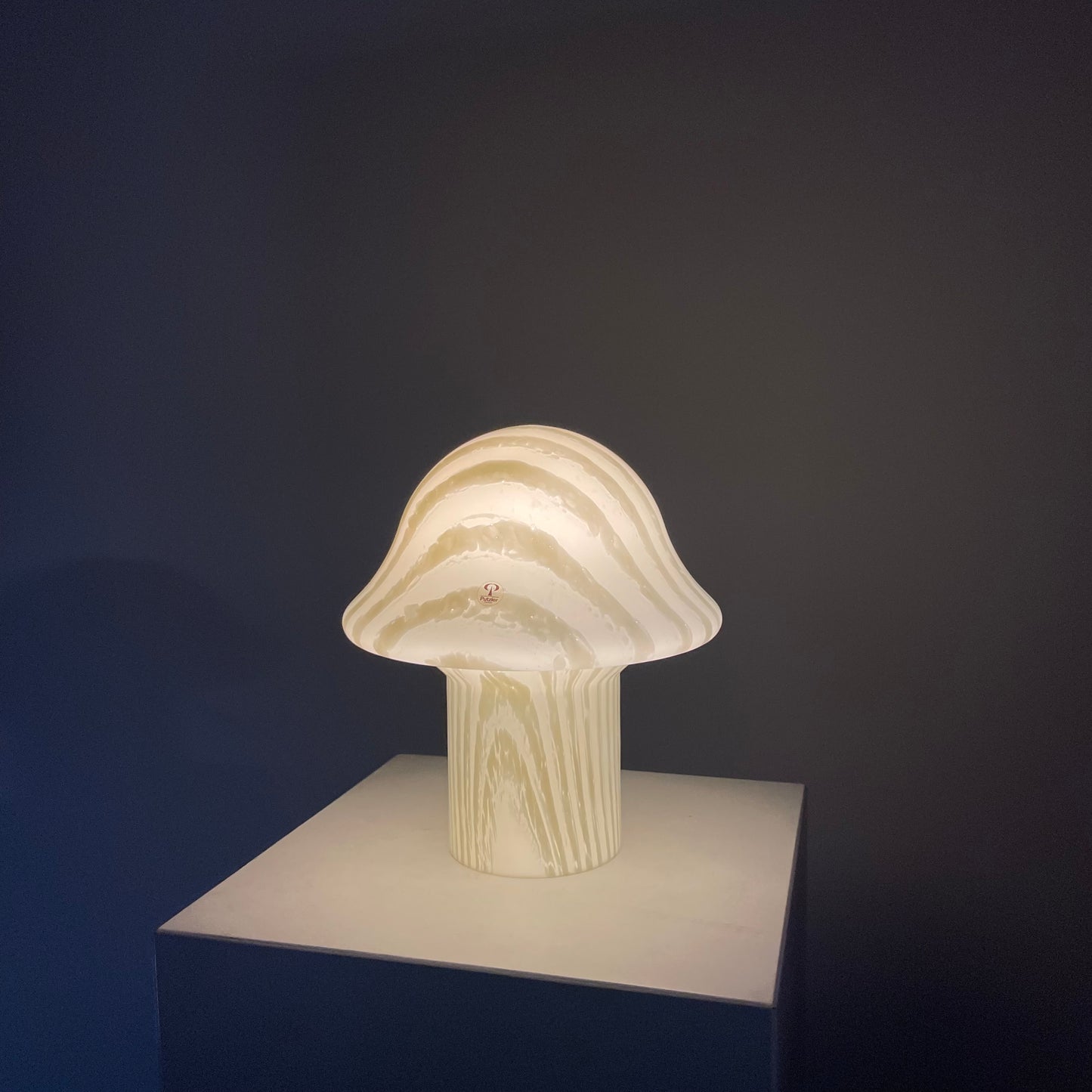 1 of 6 Zebra striped glass Peill and Putzler mushroom table lamp 1970