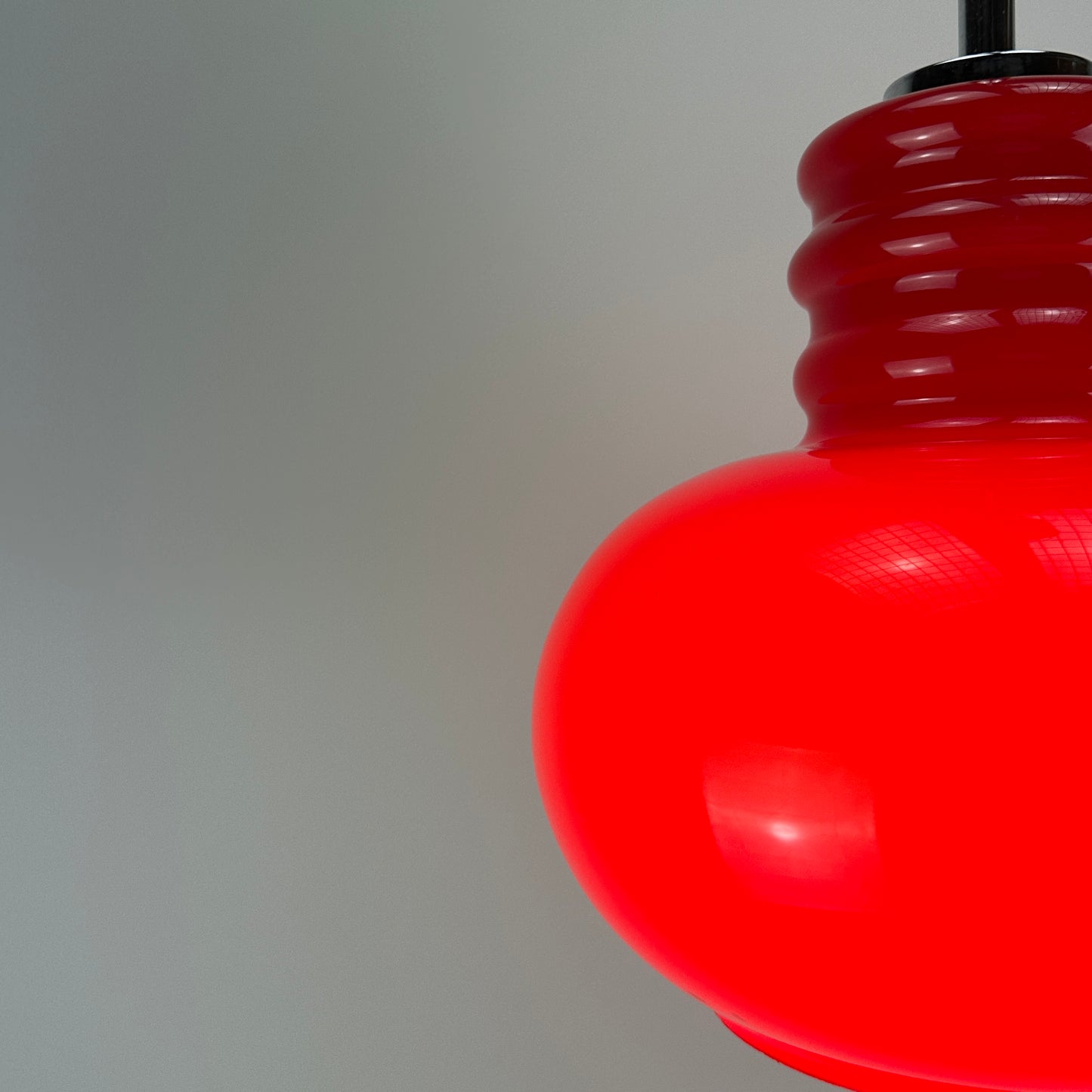 Red glass pendant light by Peill and Putzler 1960