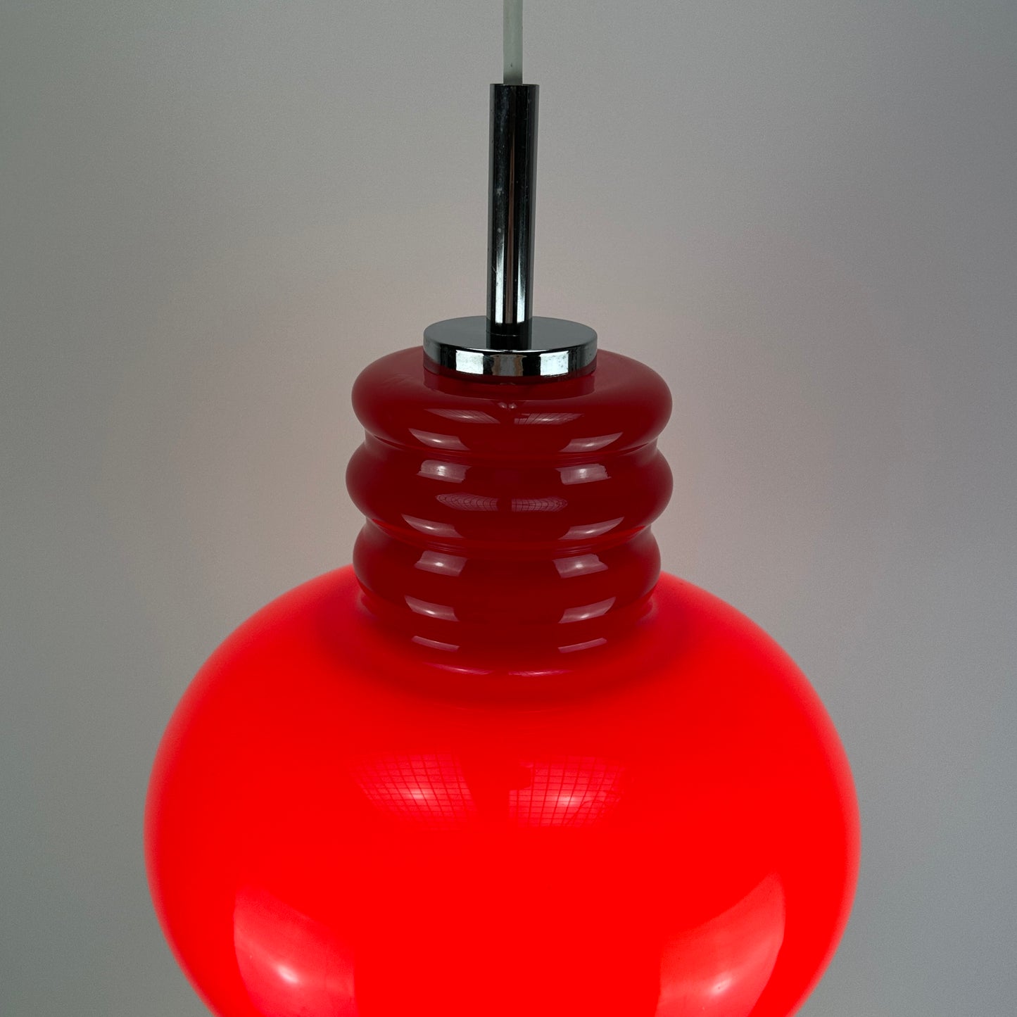 Red glass pendant light by Peill and Putzler 1960
