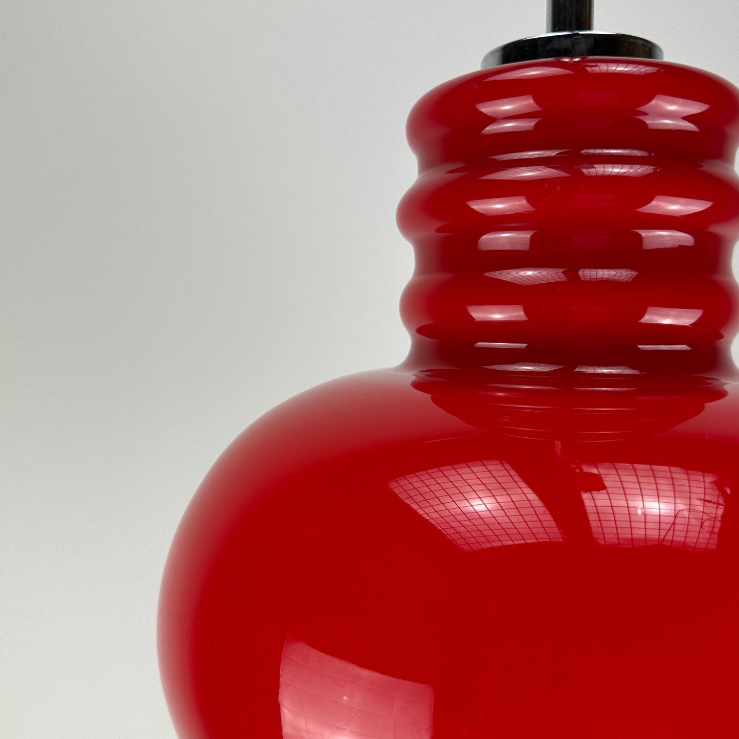 Red glass pendant light by Peill and Putzler 1960