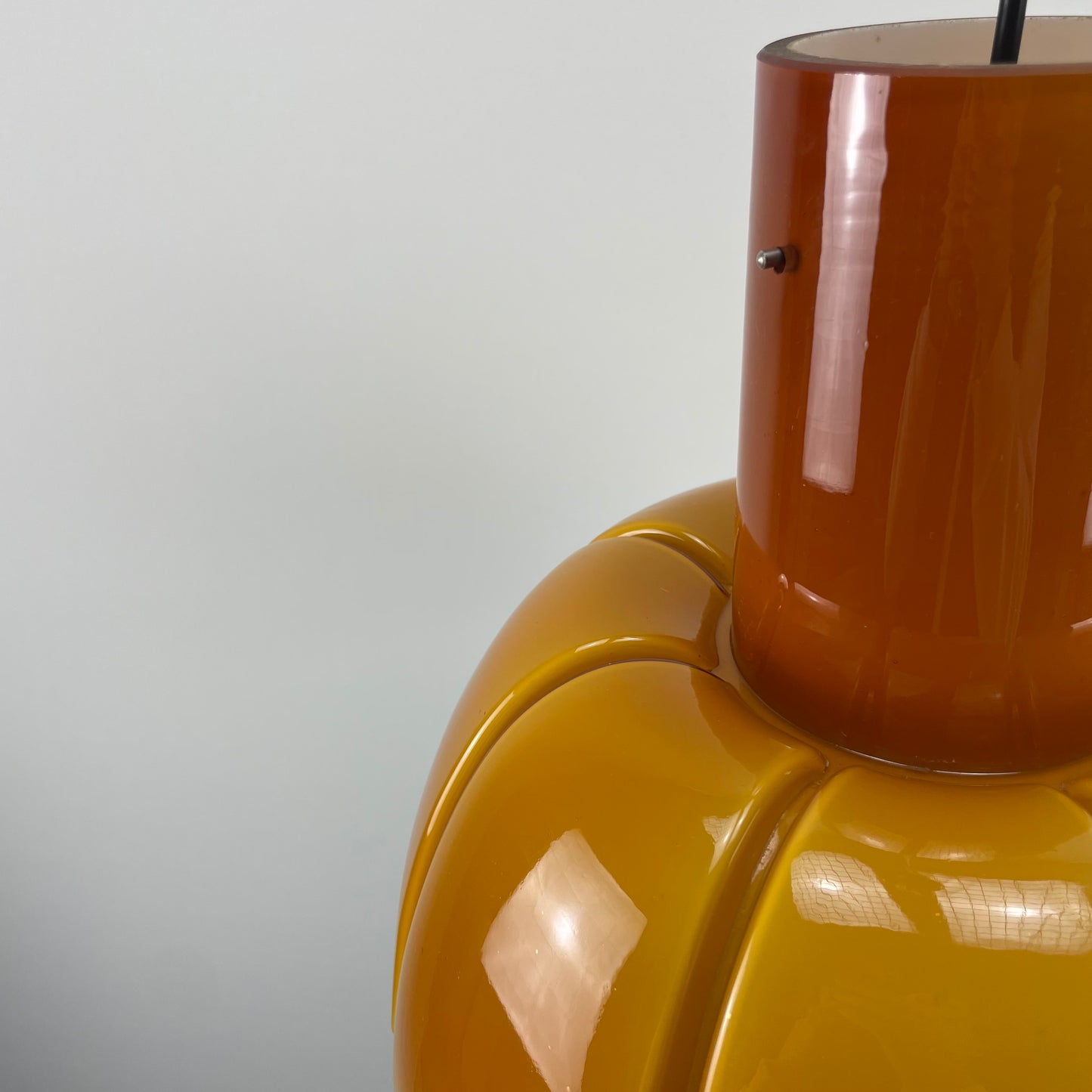 Large caramel glass flower shaped pendant light from Glashütte Limburg XL 1970