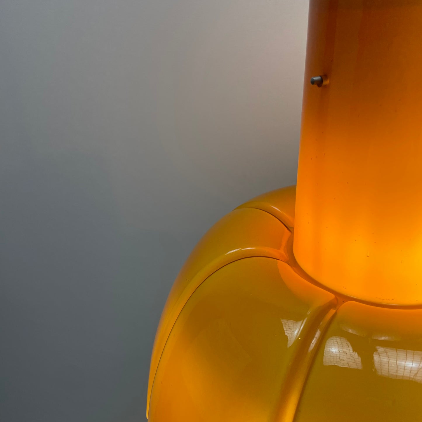Large caramel glass flower shaped pendant light from Glashütte Limburg XL 1970