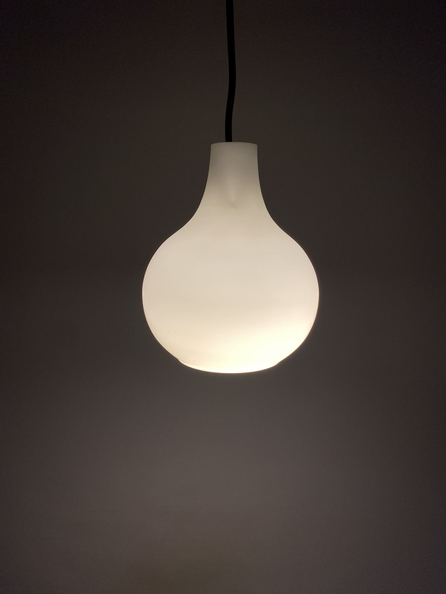 Droplet shaped white glass pendant light by Peill and Putzler 1960