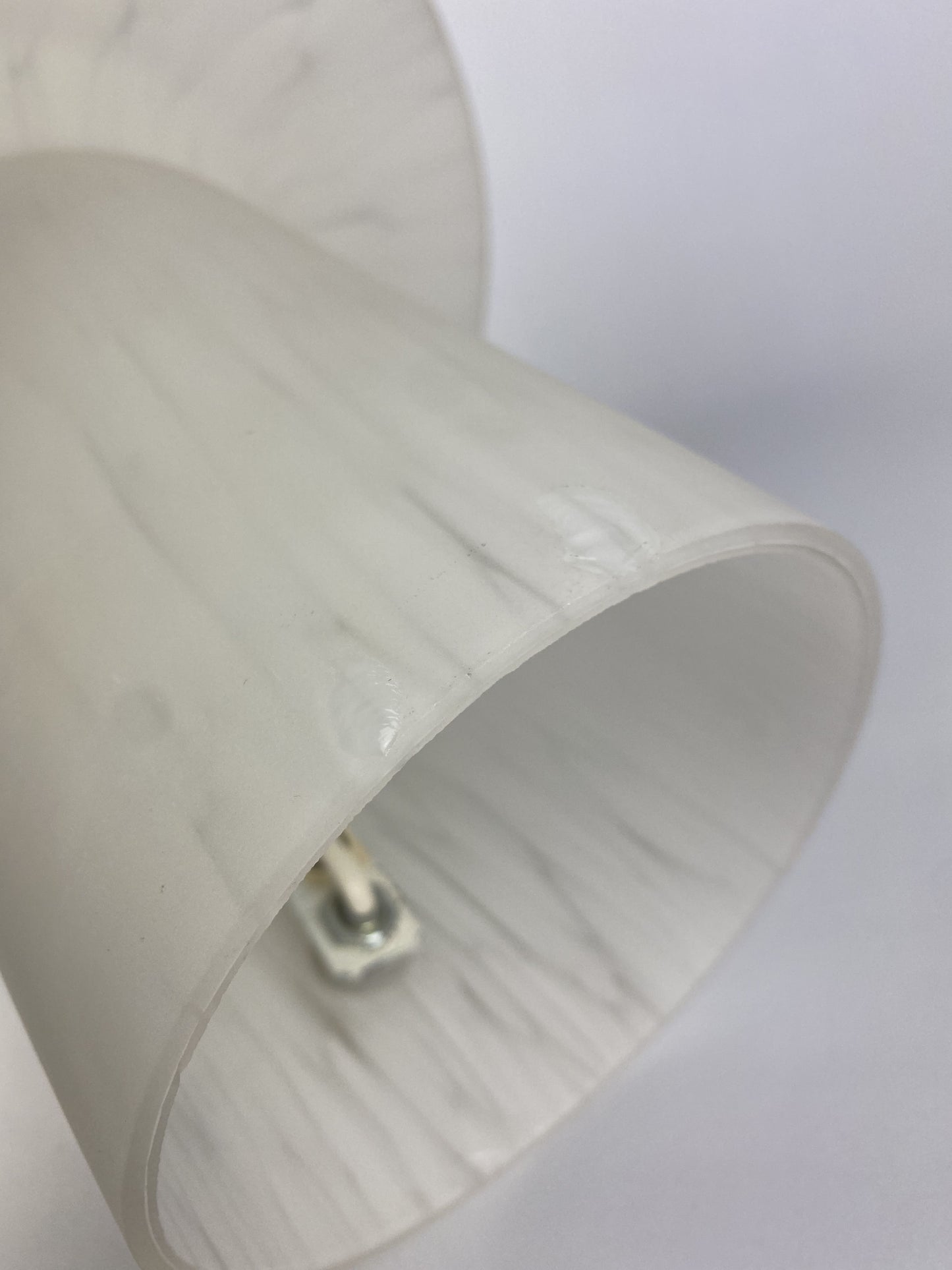 White cloudy glass mushroom table lamp by Glashütte Limburg XL 1970
