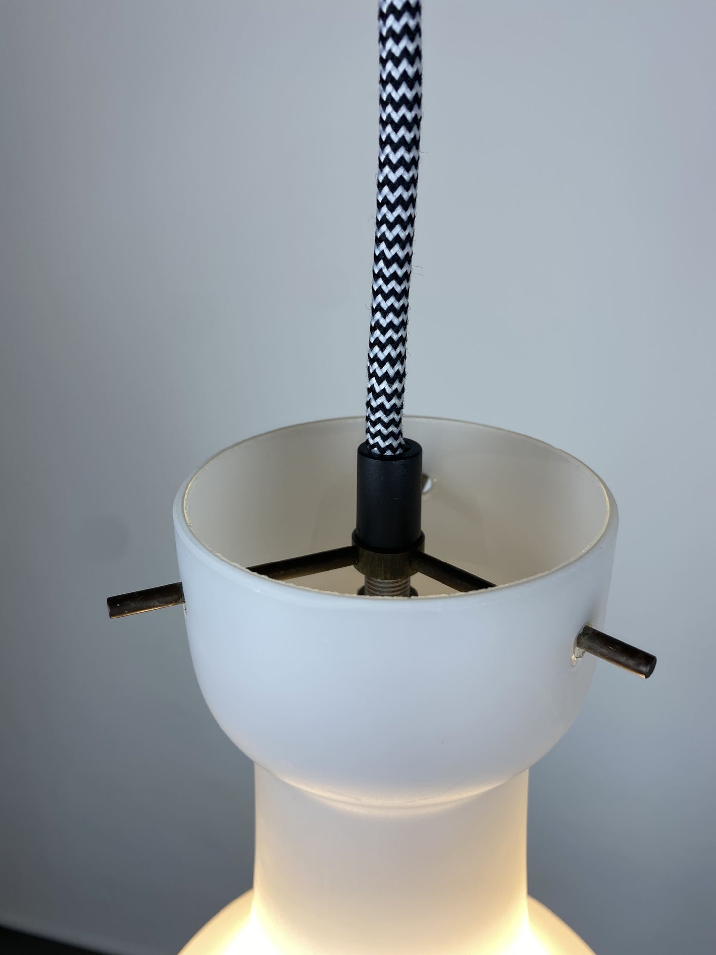 Italian white glass pendant light by Targetti Sankey 1960
