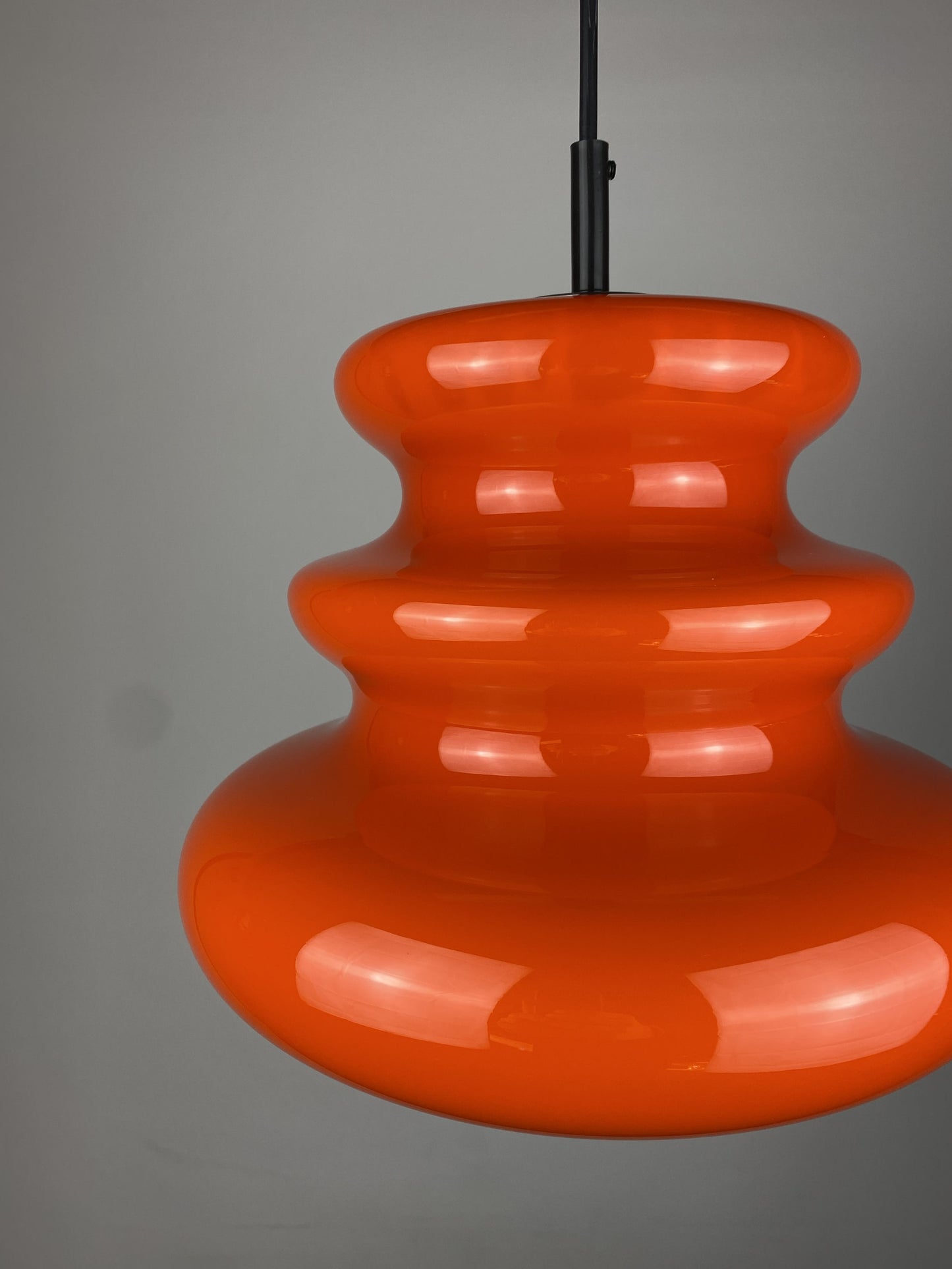 1 of 3 Bright orange glass pendant light AH 1 by Peill and Putzler 1960