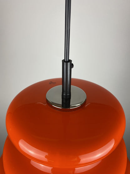 1 of 3 Bright orange glass pendant light AH 1 by Peill and Putzler 1960