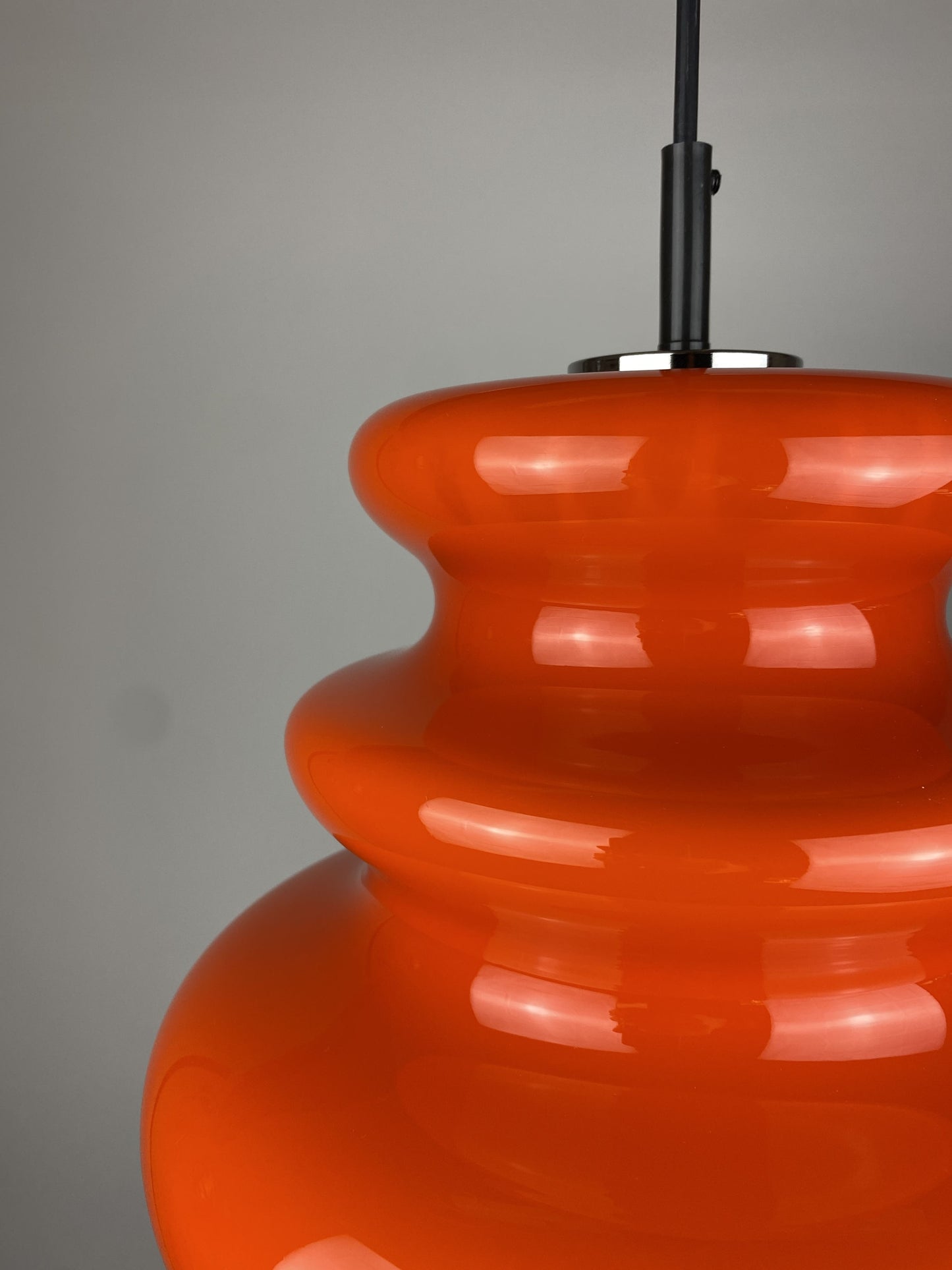 1 of 3 Bright orange glass pendant light AH 1 by Peill and Putzler 1960