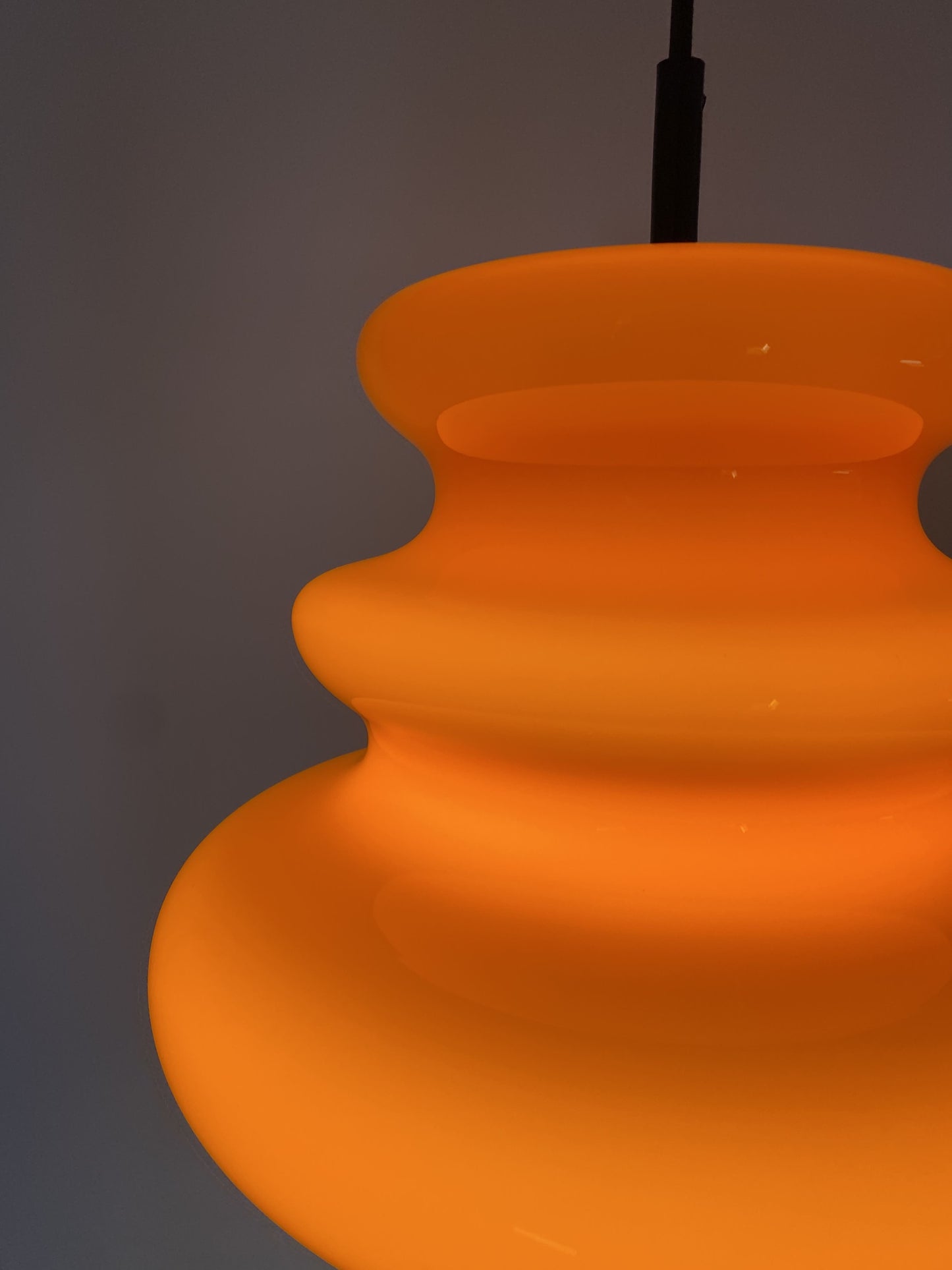 1 of 3 Bright orange glass pendant light AH 1 by Peill and Putzler 1960