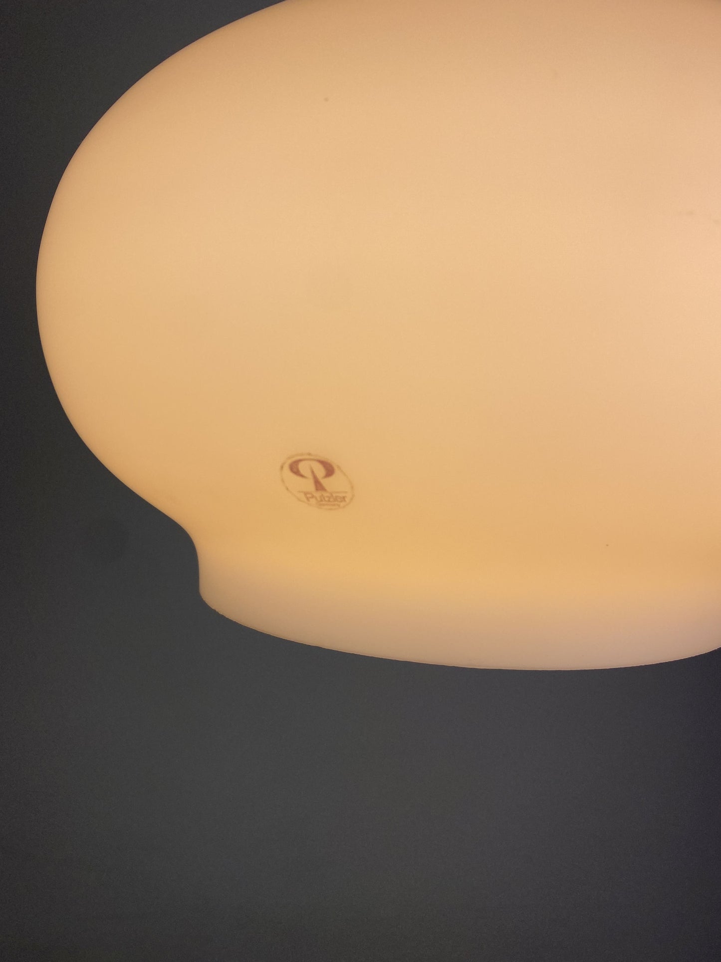 1 of 2 Frosted White glass pendant light by Peill and Putzler 1960